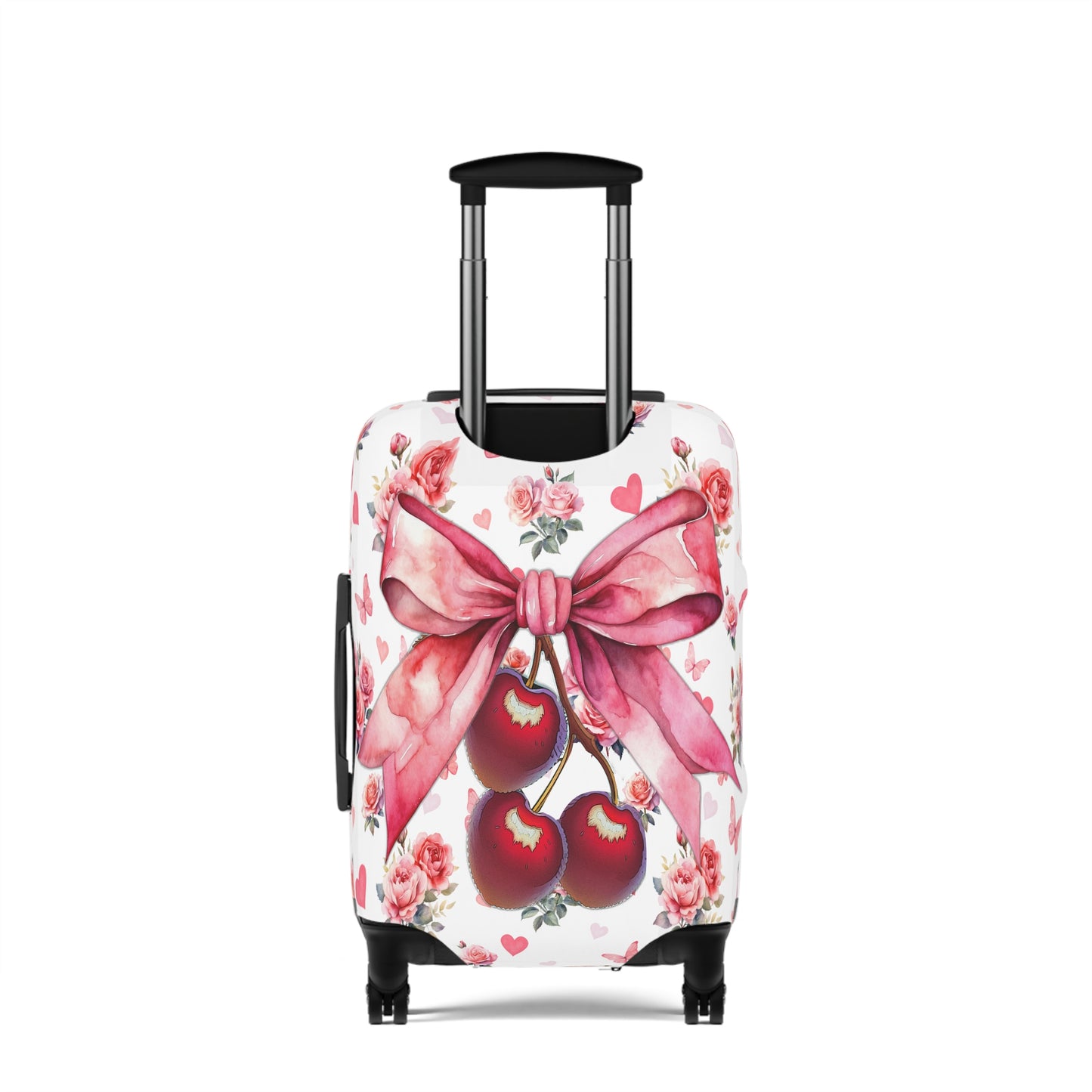 Luggage Cover, Rockabilly, Coquette, Hearts, Roses and Butterflies, Cherries and Ribbon, awd-2523