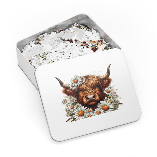 Jigsaw Puzzle, Highland Cow, Personalised/Non-Personalised (30, 110, 252, 500,1000-Piece)