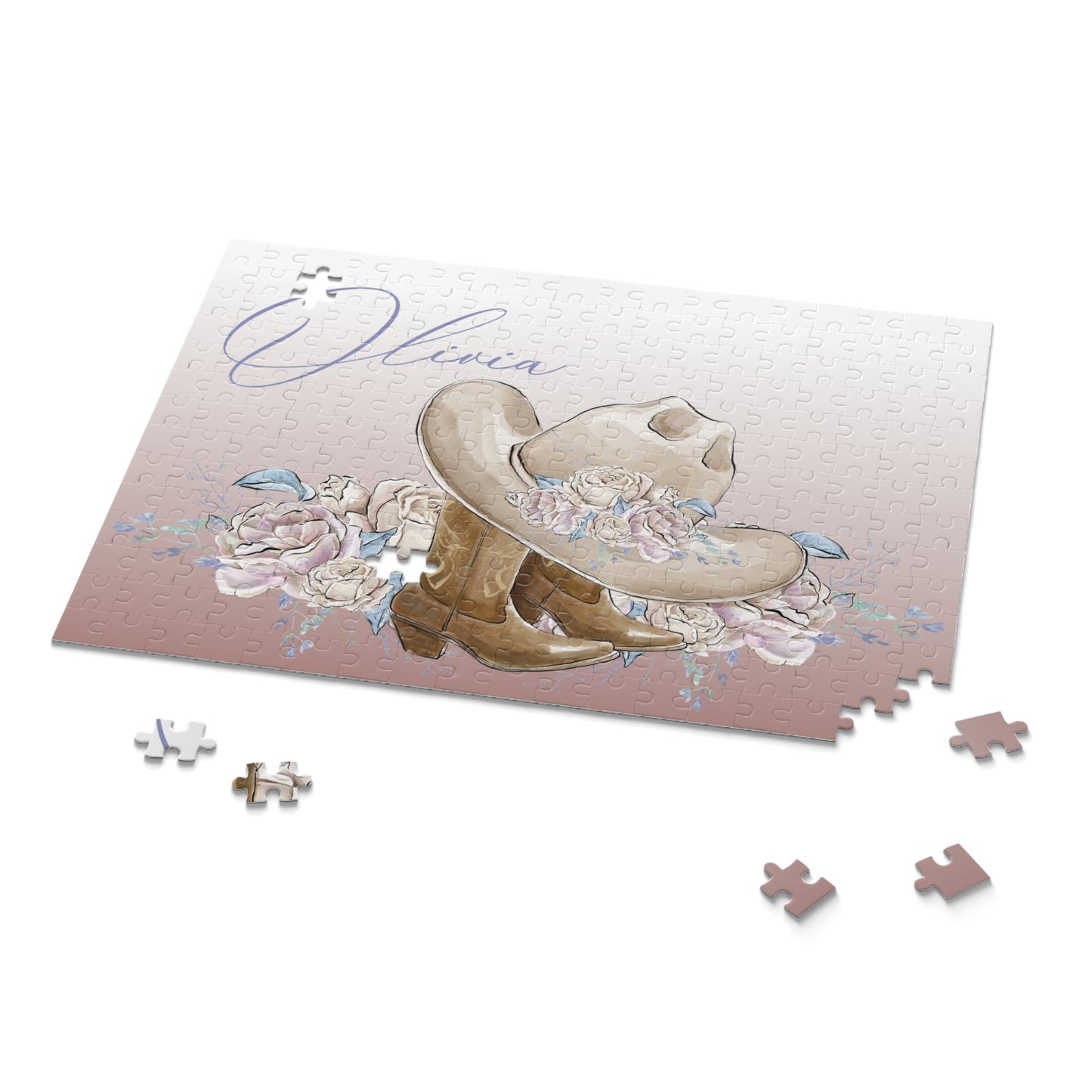 Personalised/Non-Personalised Puzzle, Country Boots, Romance Floral (120, 252, 500-Piece)