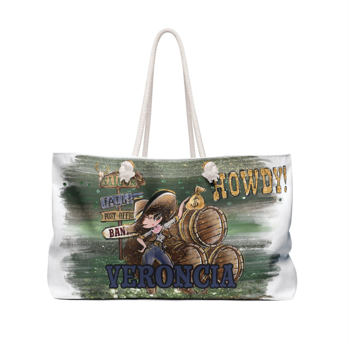 Personalised Weekender Bag, Howdy, Large Weekender Bag, Beach Bag, Book Bag