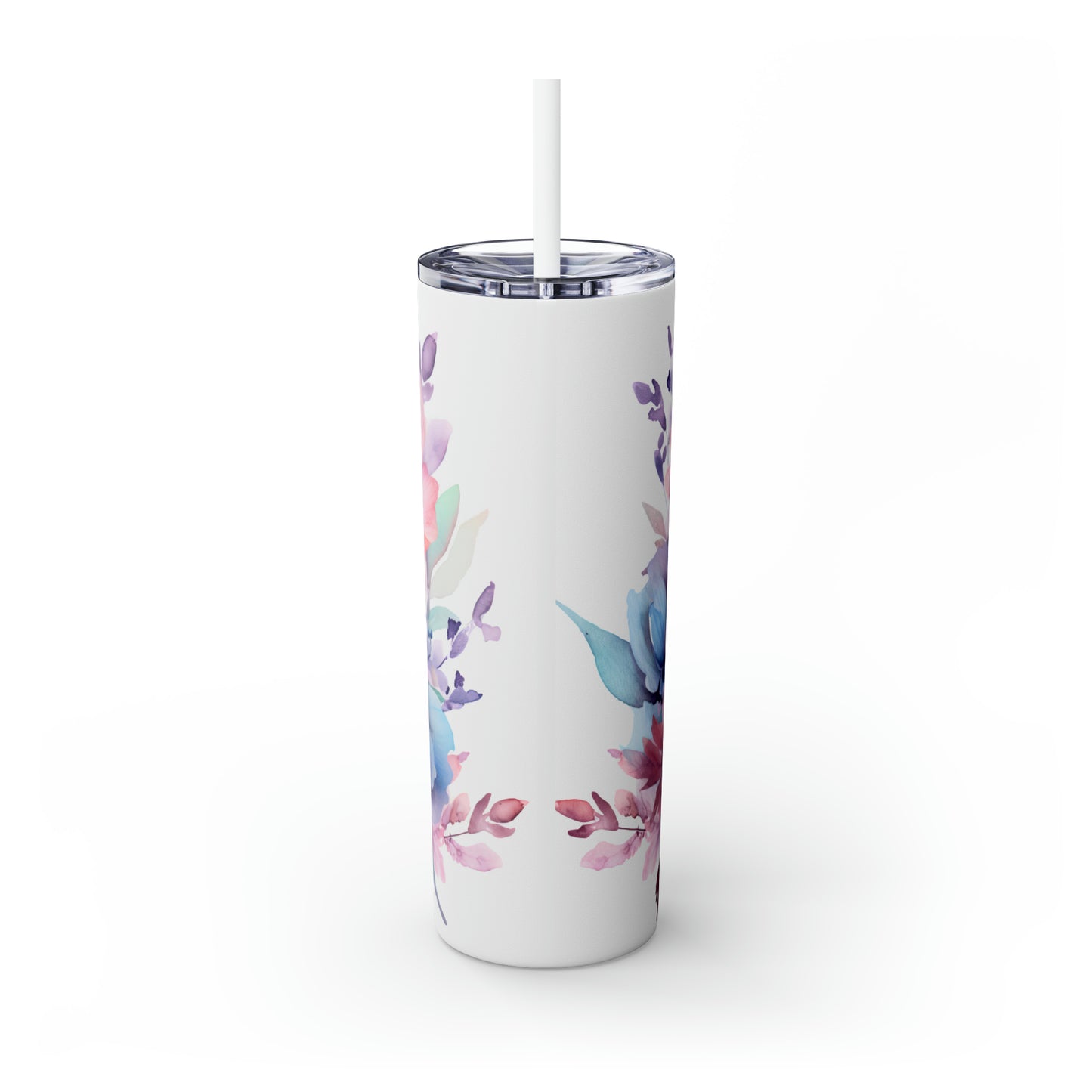 Skinny Tumbler with Straw, 20oz, Floral, awd-030