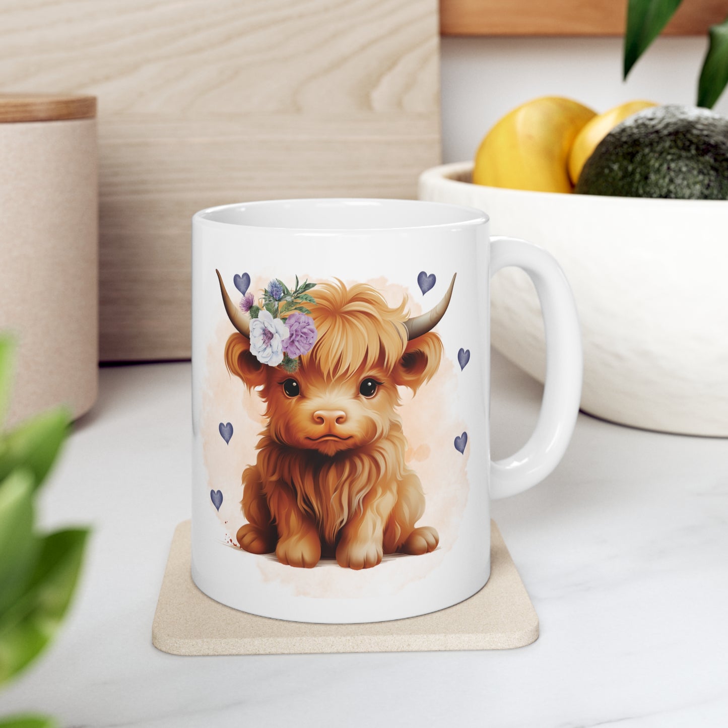 Personalised/Non Personalised Highland Cow, Ceramic Mug 11oz, Highland Cow Mug