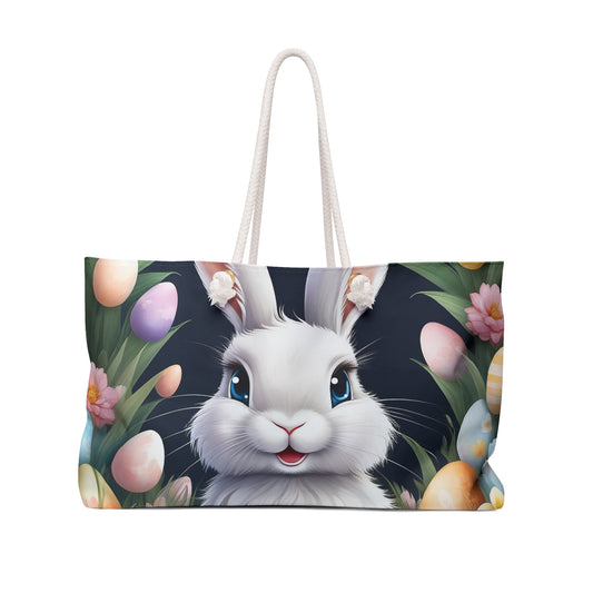 Personalised/Non-Personalised Weekender Bag, Easter Bunny, Rabbit Large Weekender Bag, Beach Bag, Book Bag