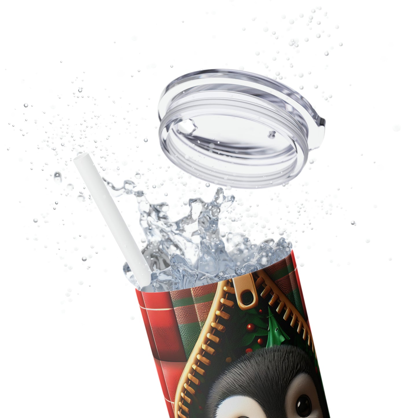 Skinny Tumbler with Straw, 20oz, Penguin