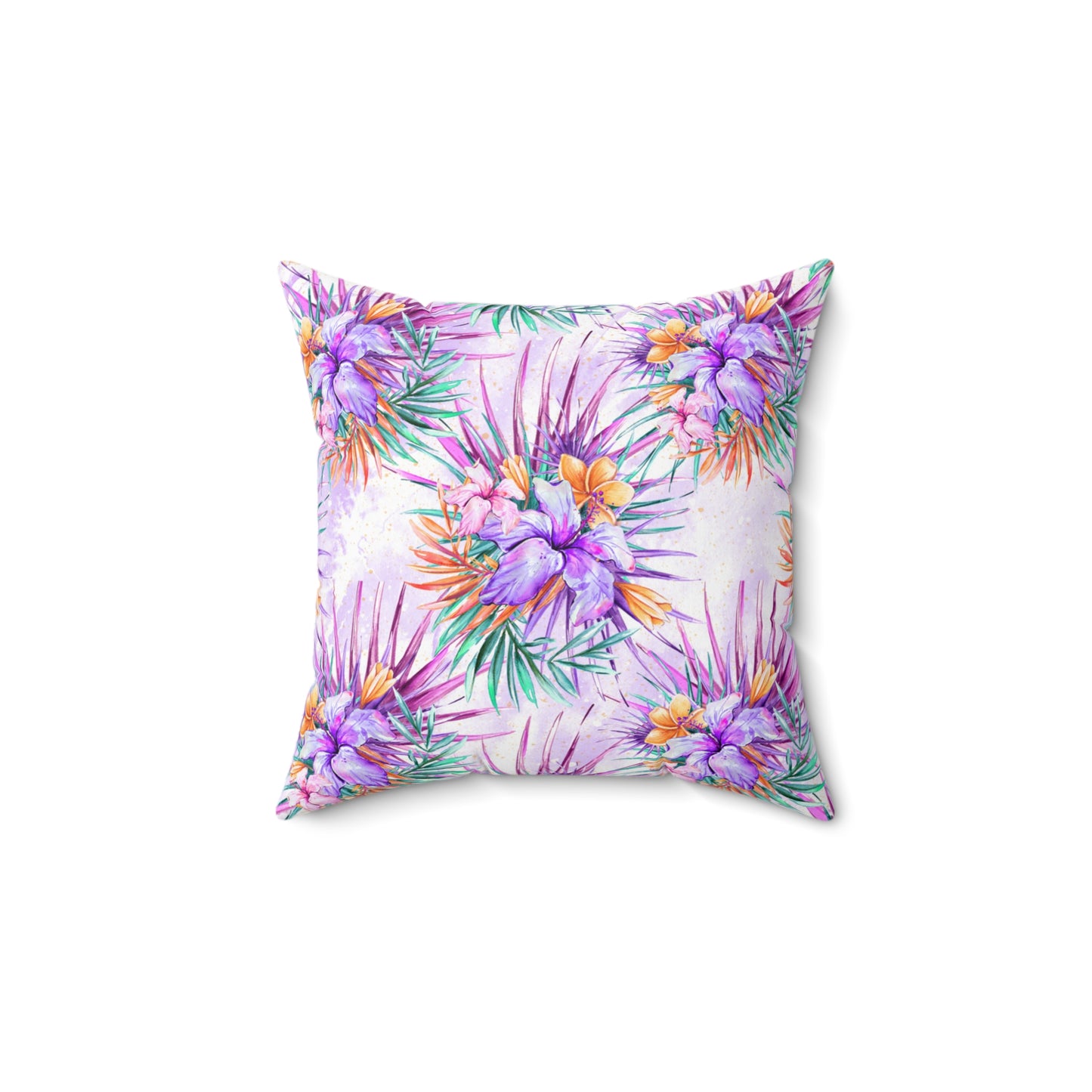 Spun Polyester Square Pillow, Summer Floral Cushion