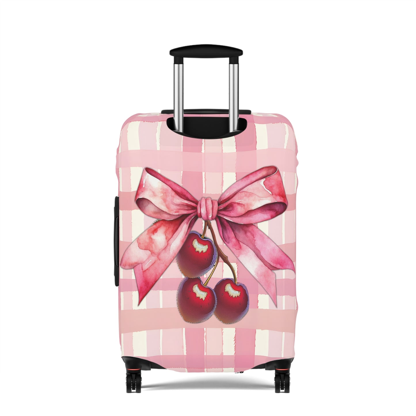 Luggage Cover, Rockabilly, Coquette, Pink Tartan, Cherries and Ribbon, awd-2517