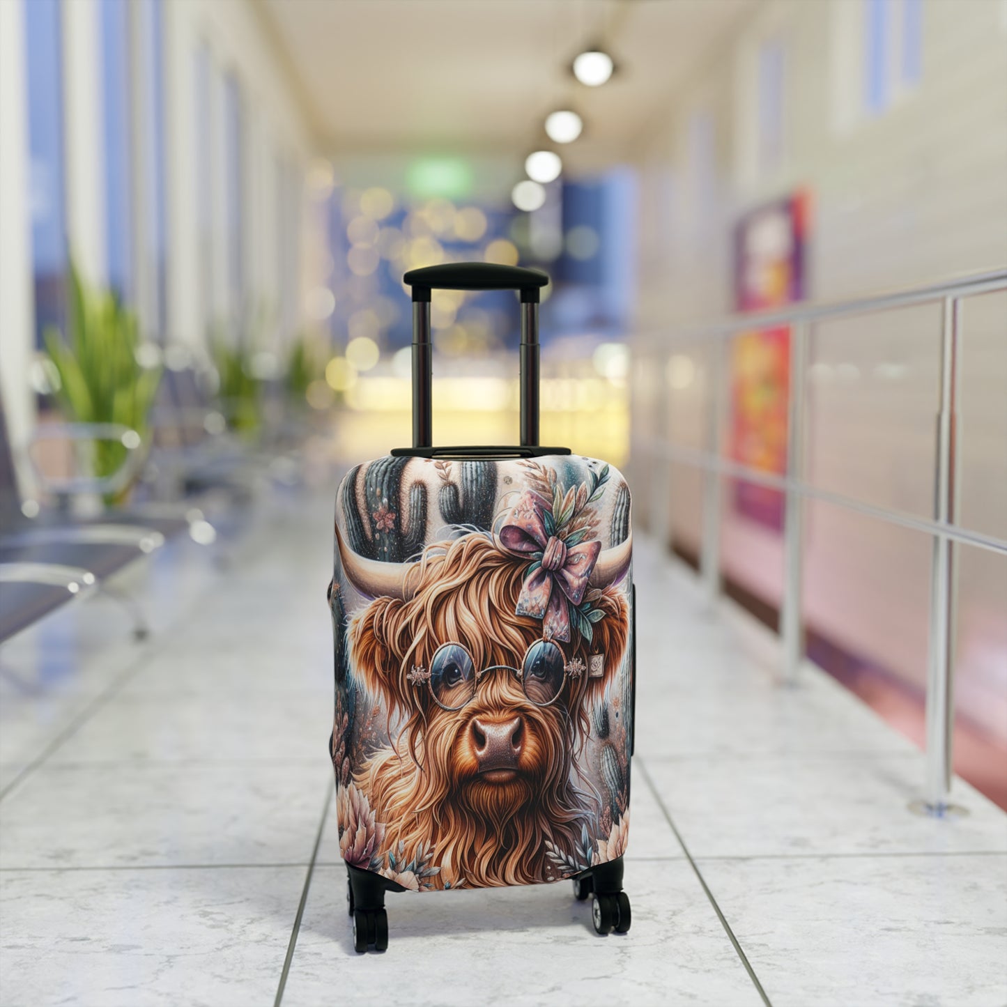 Luggage Cover, Highland Cow, Cactus, awd-1420