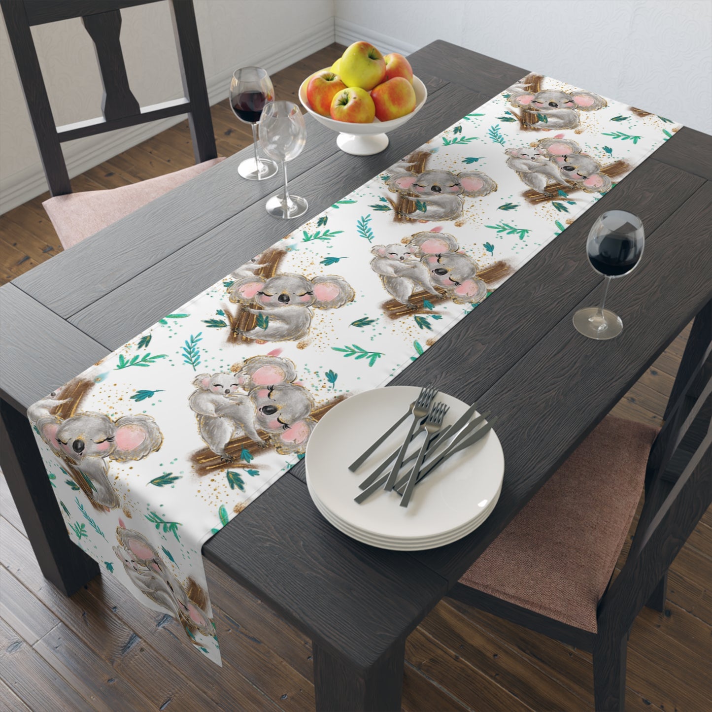 Australian Koala Table Runner, Cotton Twill and Poly Available