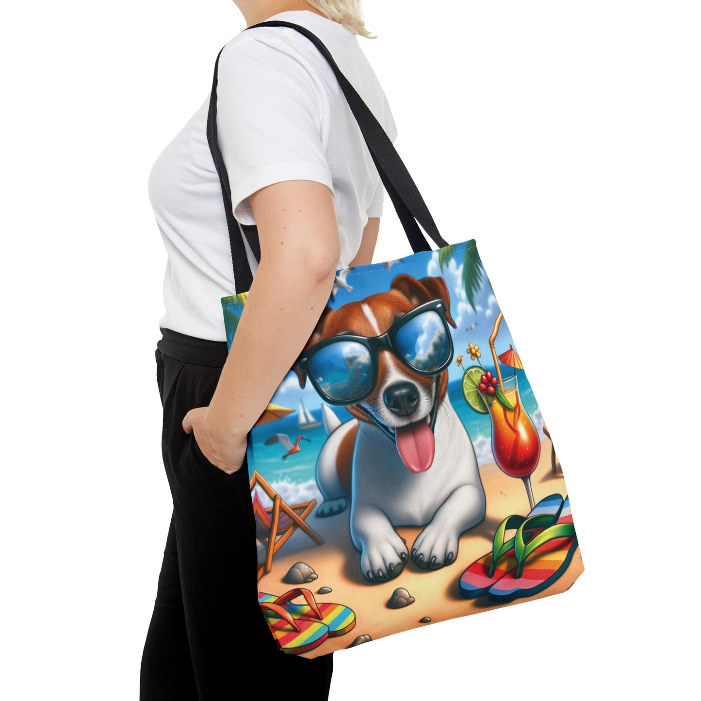 Tote Bag, Dog on Beach, Jack Russel, Tote bag, awd-1218