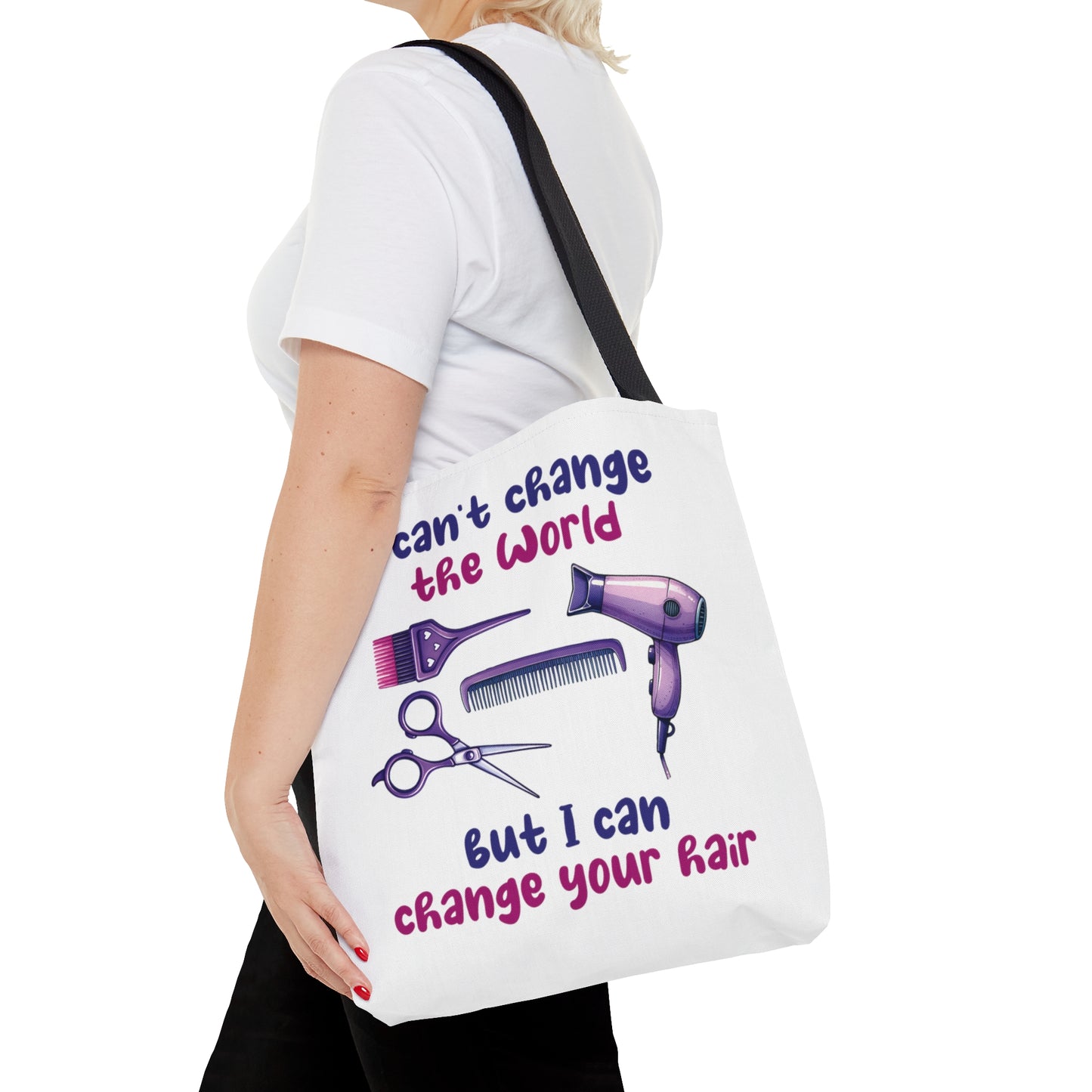 Tote Bag, Hairdresser, I can't change the world but I can change your hair, Personalised/Non-Personalised Tote bag