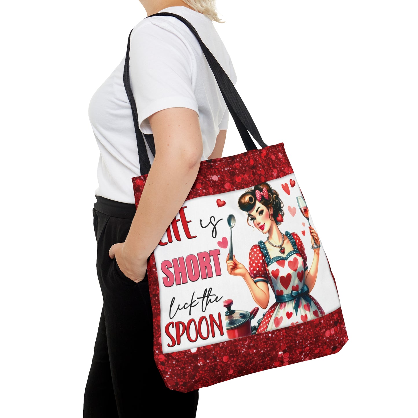 Tote Bag, Retro, Life is Short Lick the Spoon