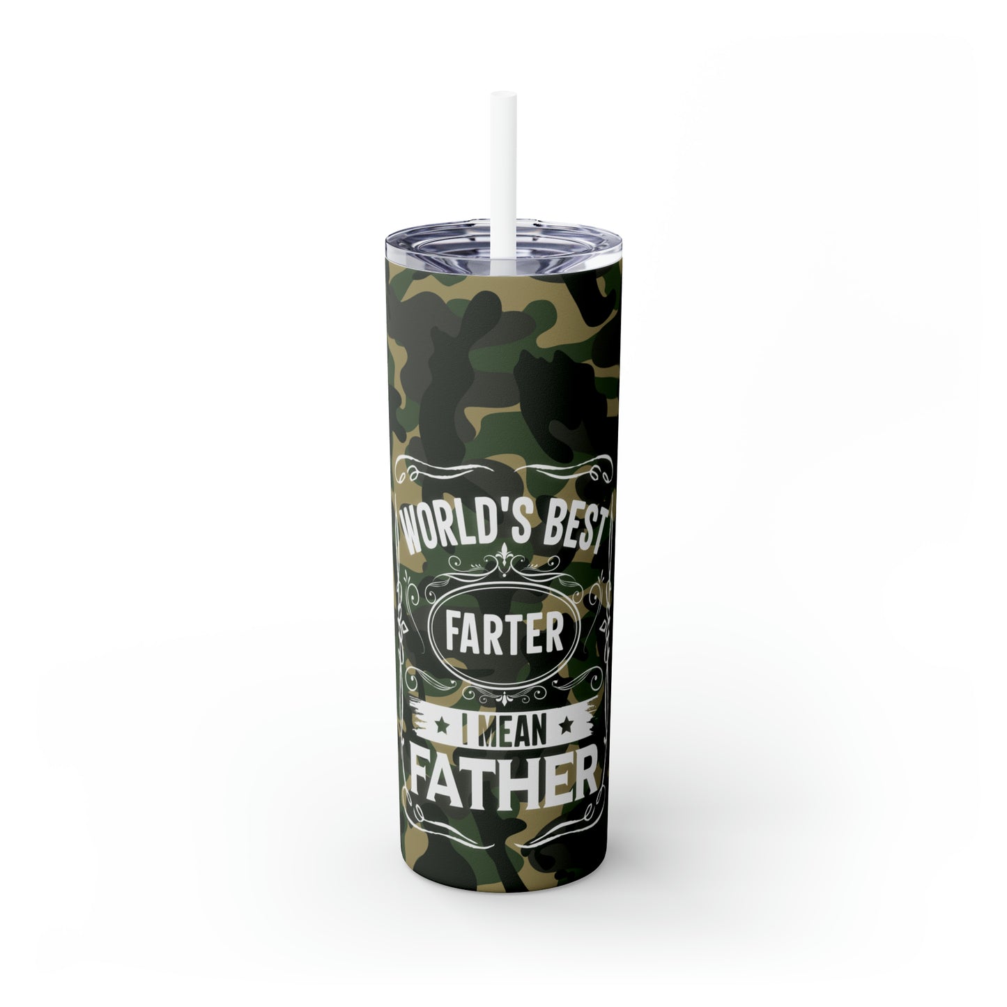 Skinny Tumbler with Straw, 20oz, Worlds Best Father