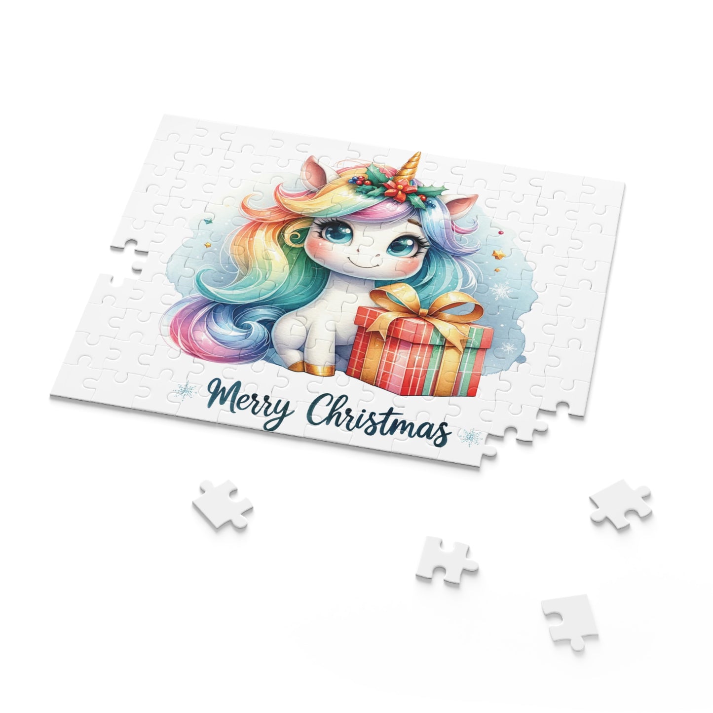 Personalised/Non-Personalised Puzzle, Christmas, Unicorn (120, 252, 500-Piece)