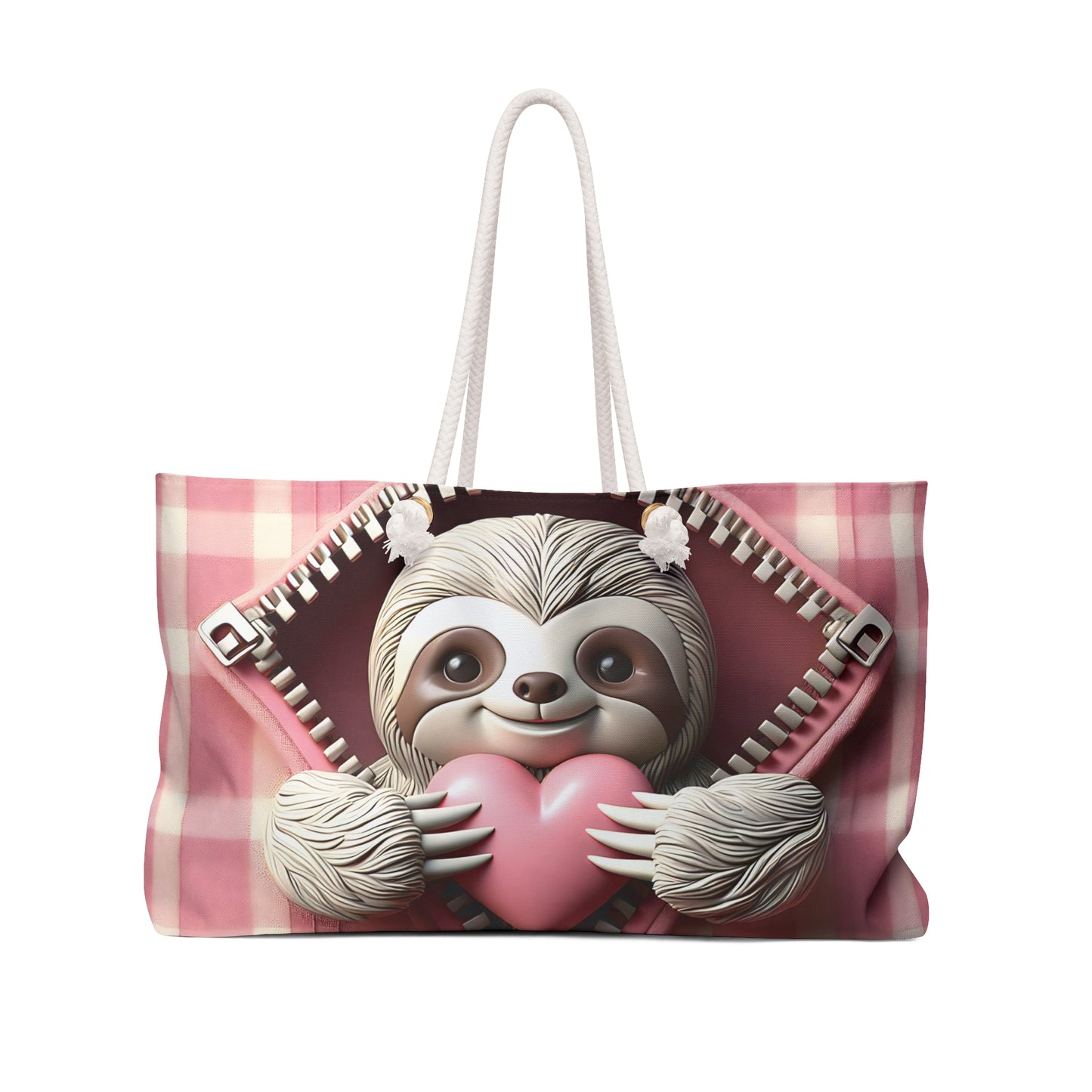 Personalised/Non-Personalised Weekender Bag, Cute Sloth, Valentines Day, Large Weekender Bag, Beach Bag, Book Bag