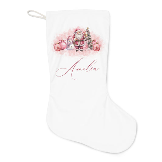 Personalised Santa Stocking, Pink Christmas Santa