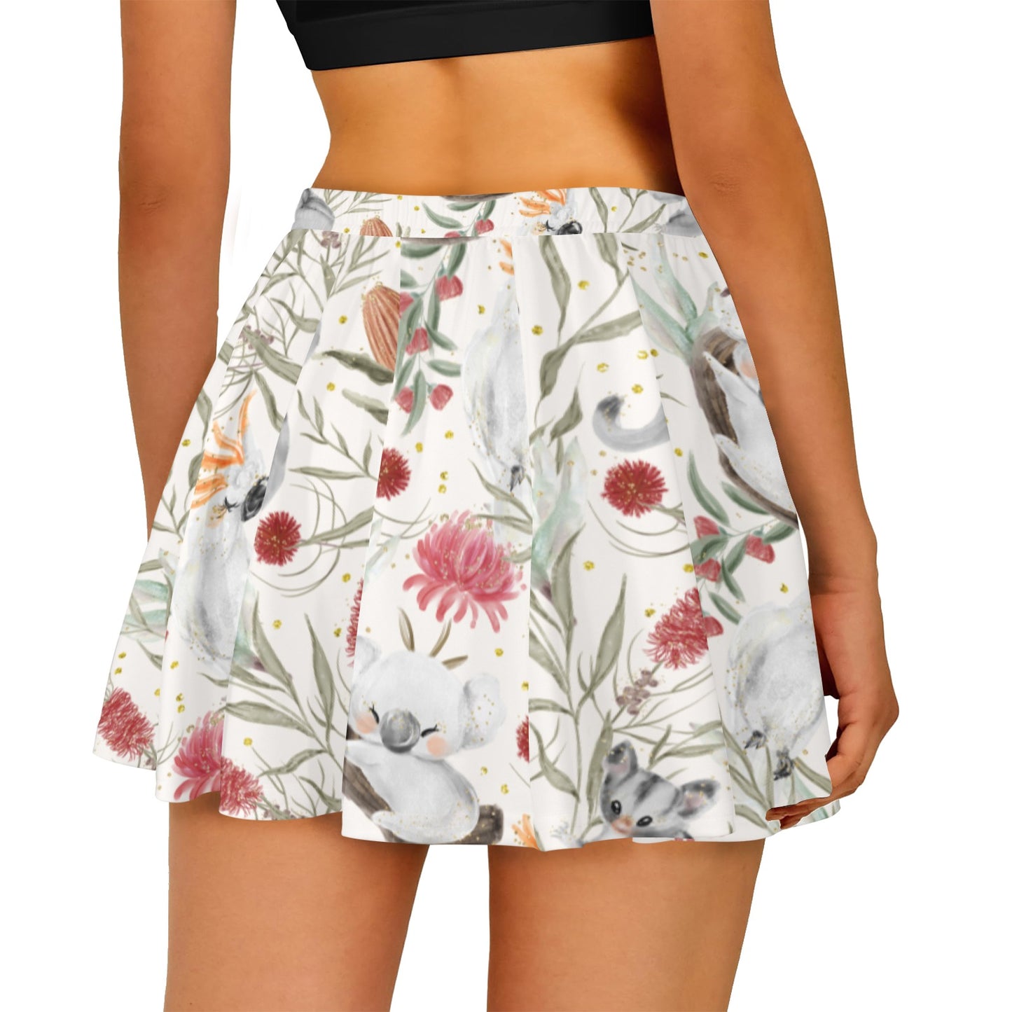 Skater Skirt Australian Animals, Koala Cockatoo and Sugar Glider Skater Skirt (Model D69)