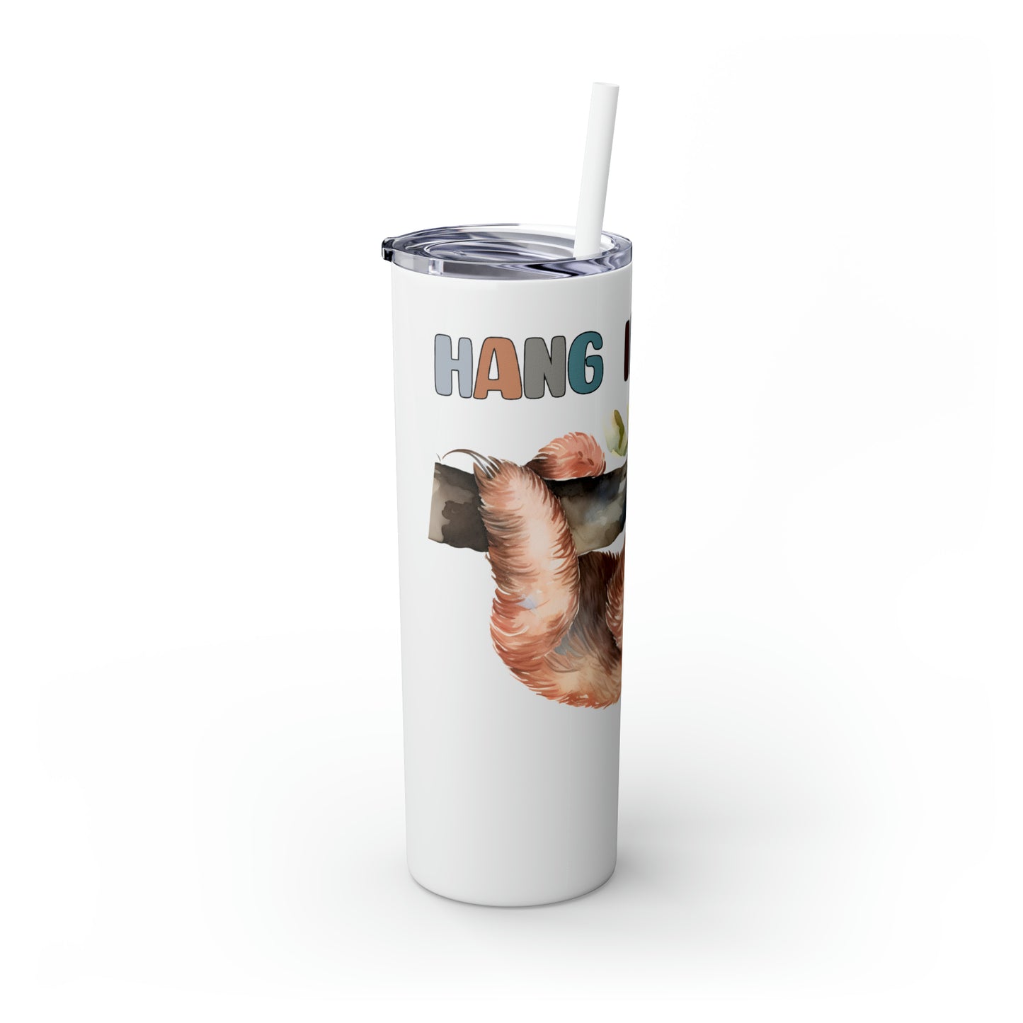 Skinny Tumbler with Straw, 20oz, Sloth, Hang In There