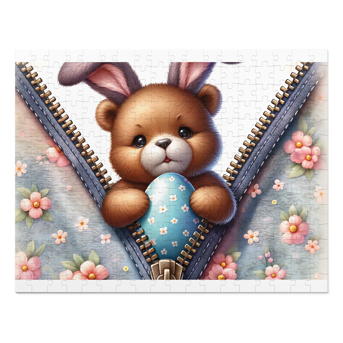 Jigsaw Puzzle, Easter, Bear with Bunny Ears, Personalised/Non-Personalised (30, 110, 252, 500,1000-Piece)