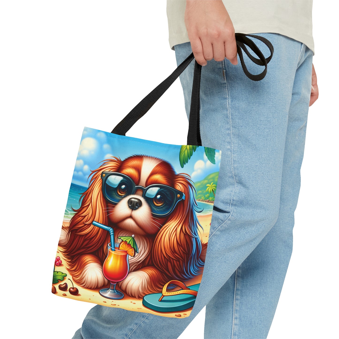 Tote Bag, Dog on Beach, Cavalier King Charles, Tote bag, awd-1204