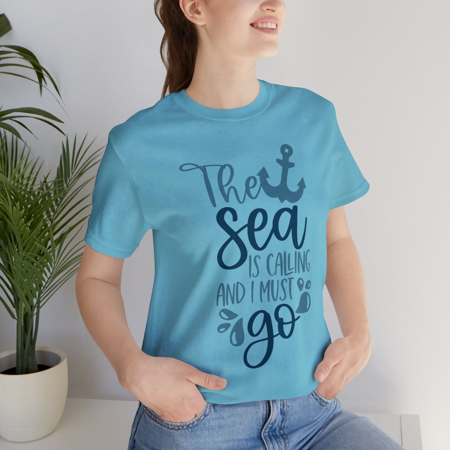 Unisex Jersey Short Sleeve Tee, Cruise Tee, The Sea is Calling, 100% Cotton, Light Fabric 142 g/m²