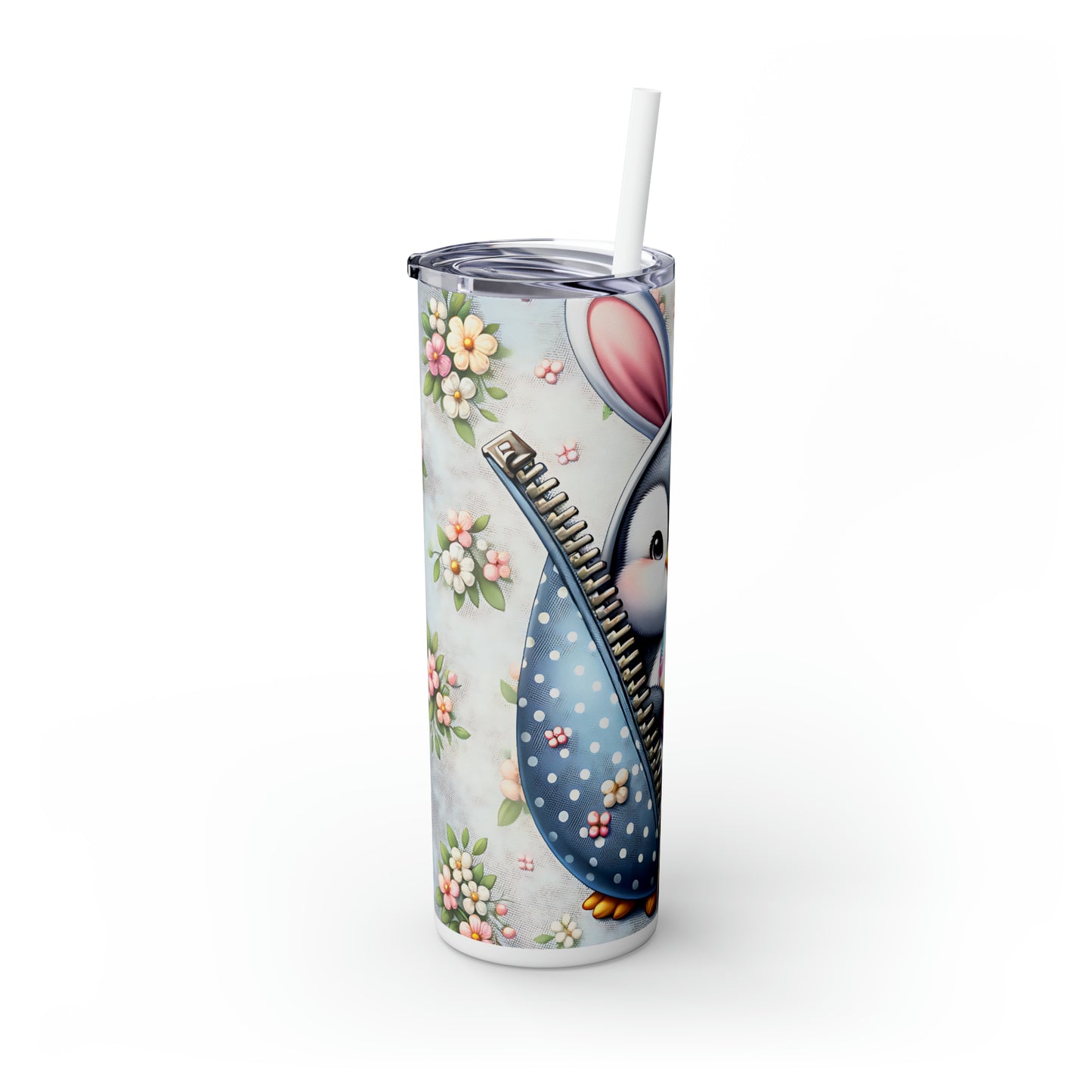 Skinny Tumbler with Straw, 20oz, Easter, Penguin, awd-1307