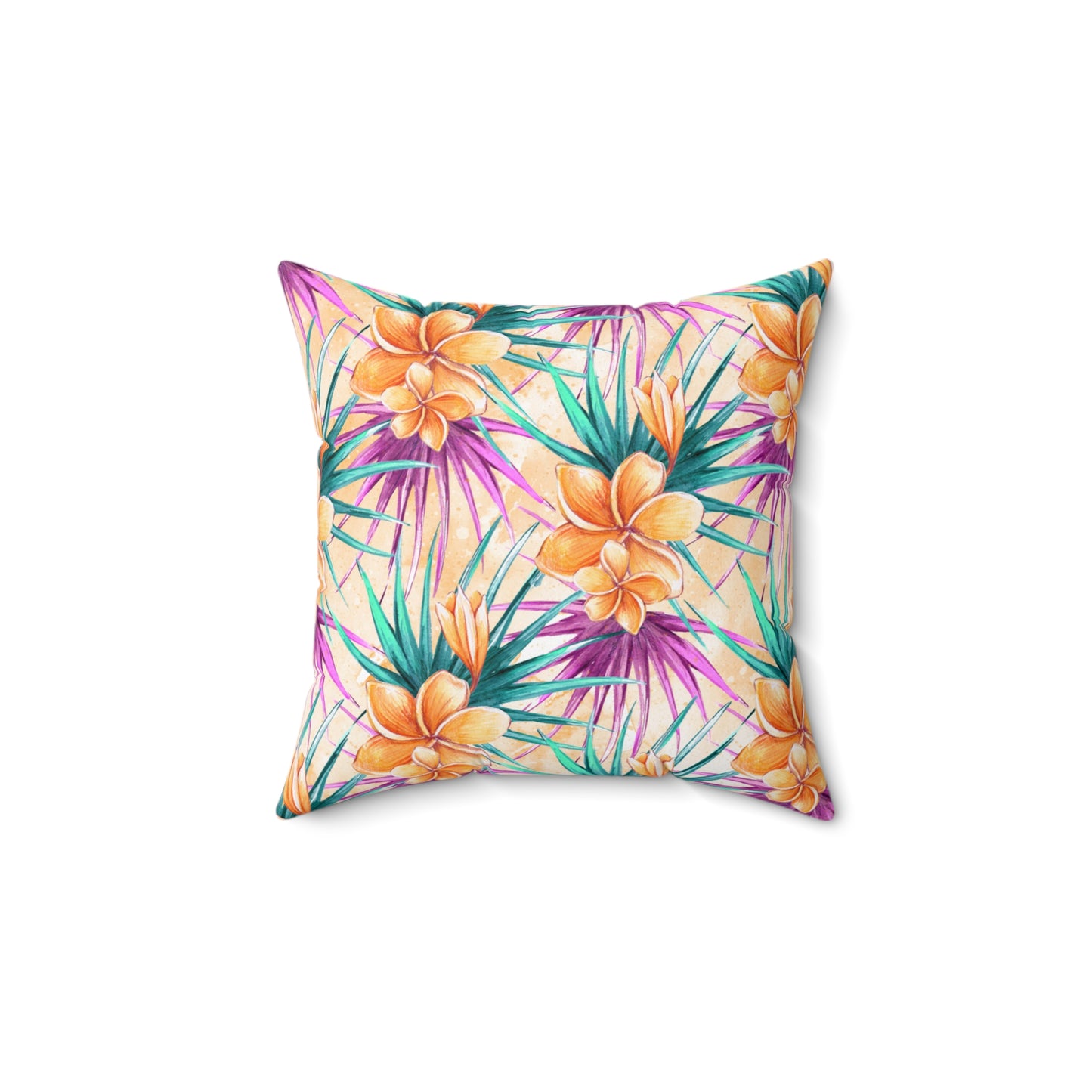 Spun Polyester Square Pillow, Hibiscus Cushion