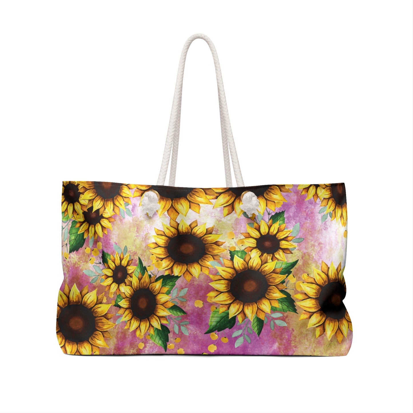 Personalised/Non-Personalised Weekender Bag, Sunflowers, Large Weekender Bag, Beach Bag, Book Bag