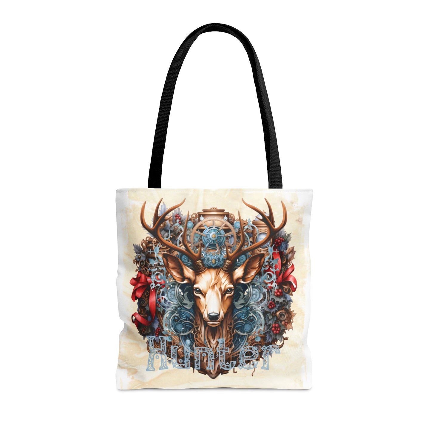 Steampunk Reindeer wreath Personalised Tote Bag, Steampunk Christmas bag, Tote Bag, Personalised/Non-Personalised