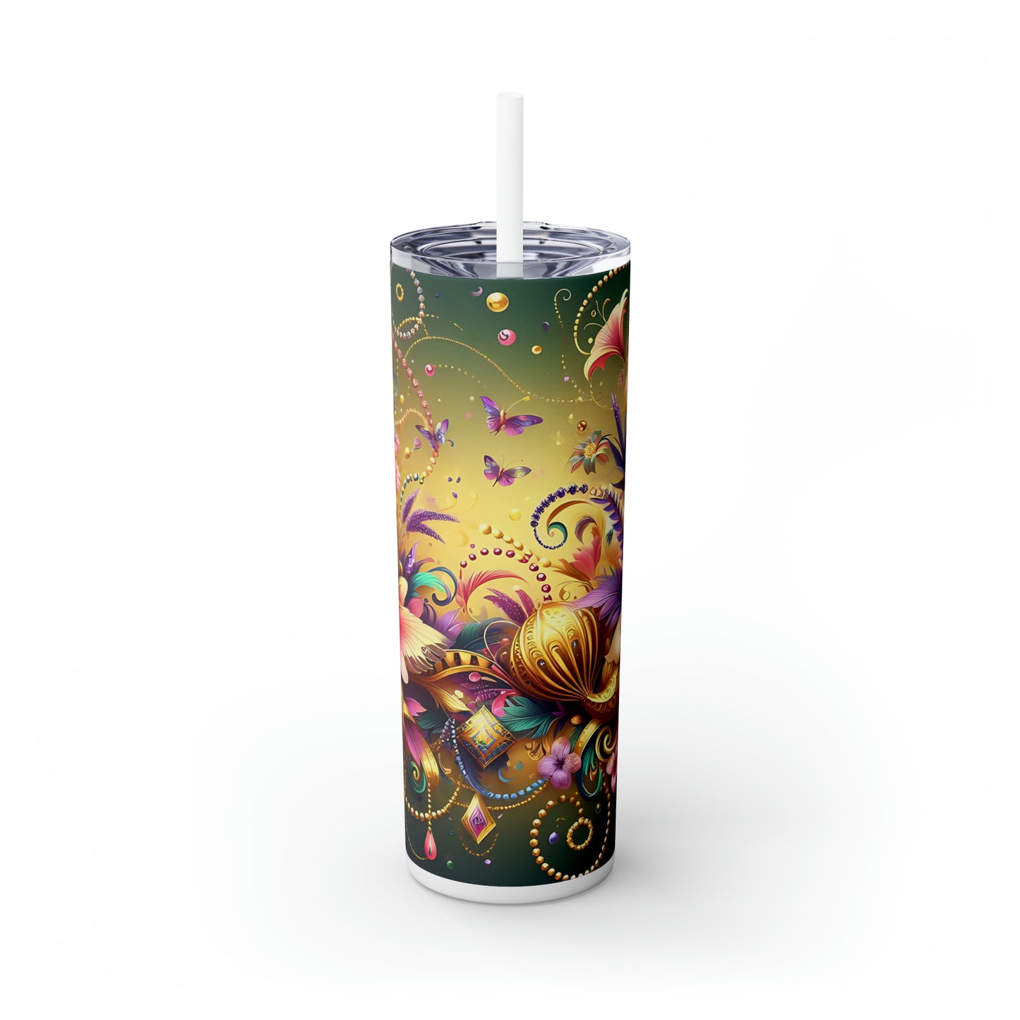 Skinny Tumbler with Straw, 20oz, Floral, awd-303