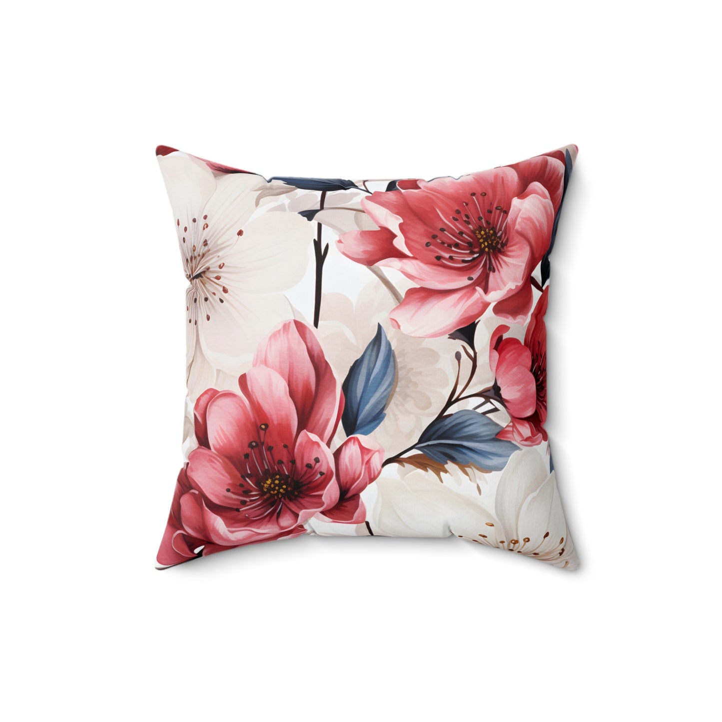 Spun Polyester Square Pillow, Floral Cushion