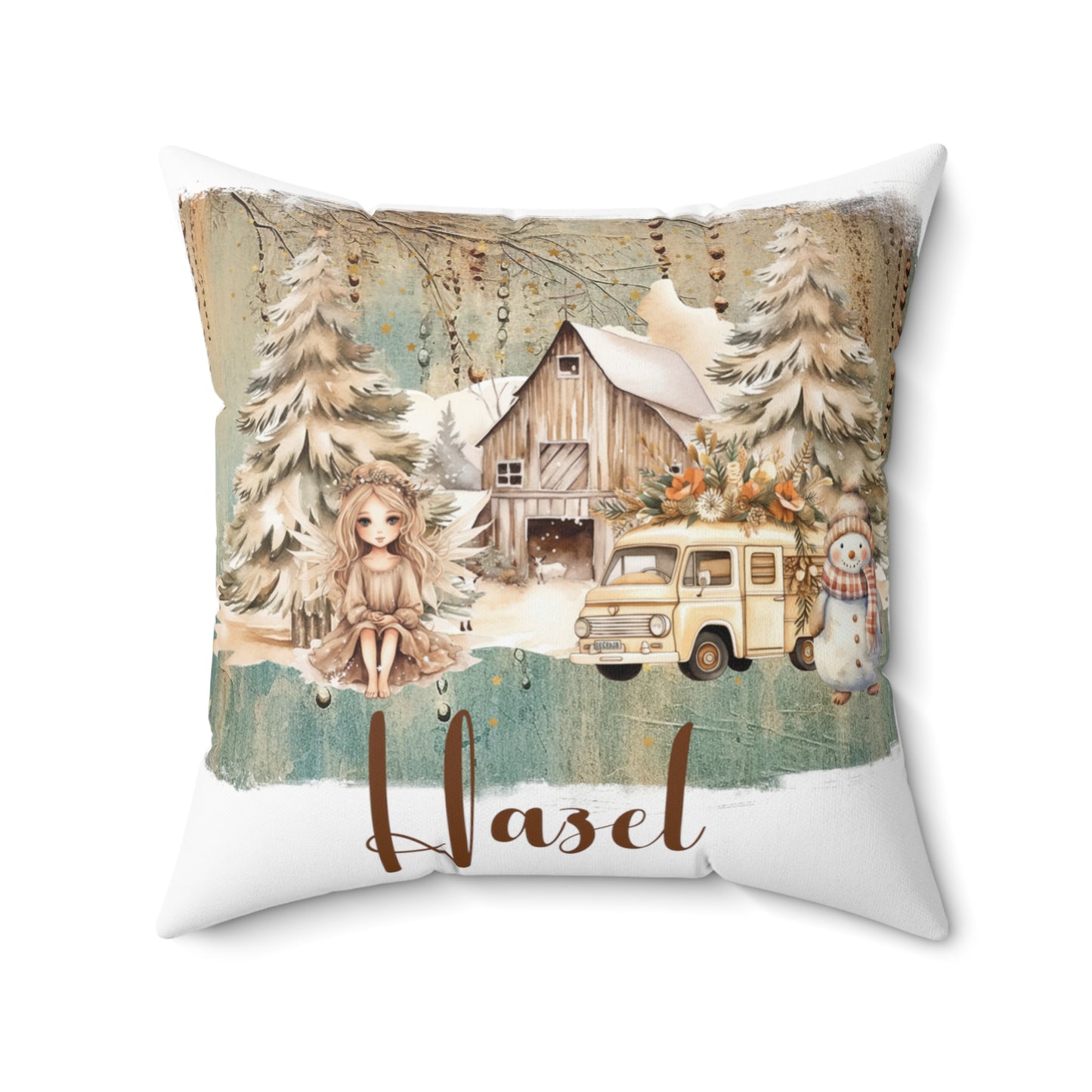 Personalised Boho Country Christmas Cushion, Polyester Square Cushion, Christmas cushion