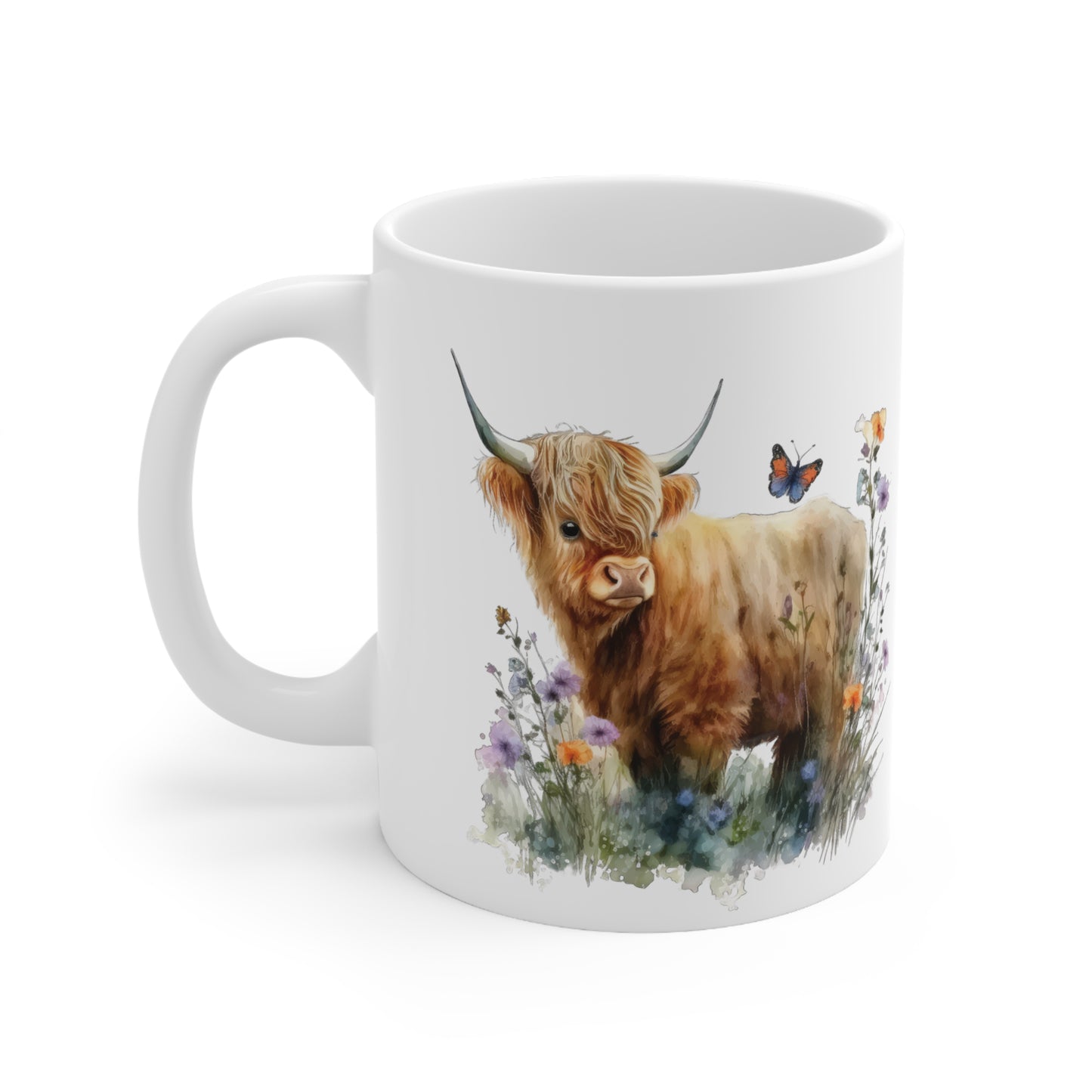 Personalised/Non Personalised Highland Cow, Ceramic Mug 11oz, Highland Cow Mug