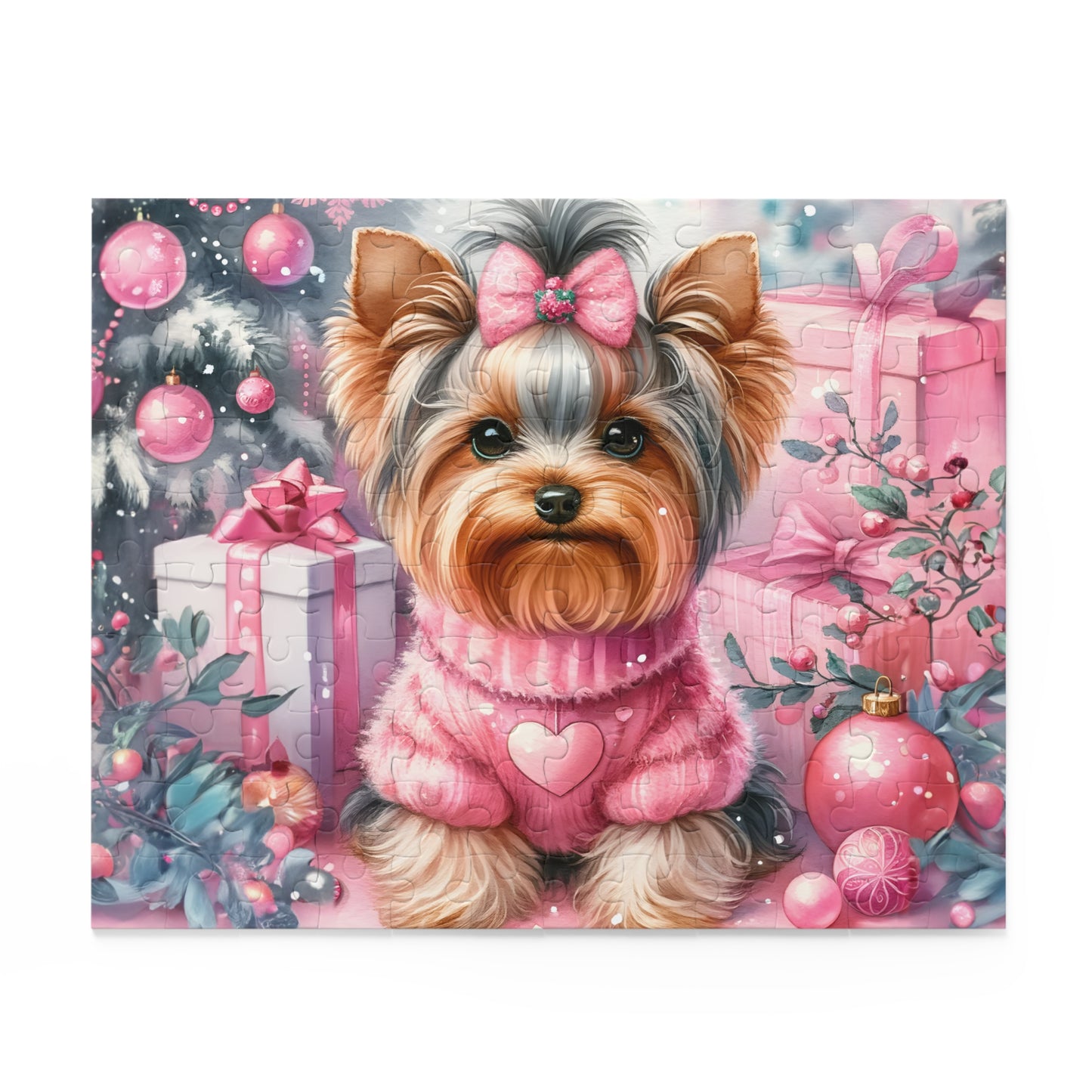 Personalised/Non-Personalised Puzzle, Christmas, Yorkshire Terrier (120, 252, 500-Piece)