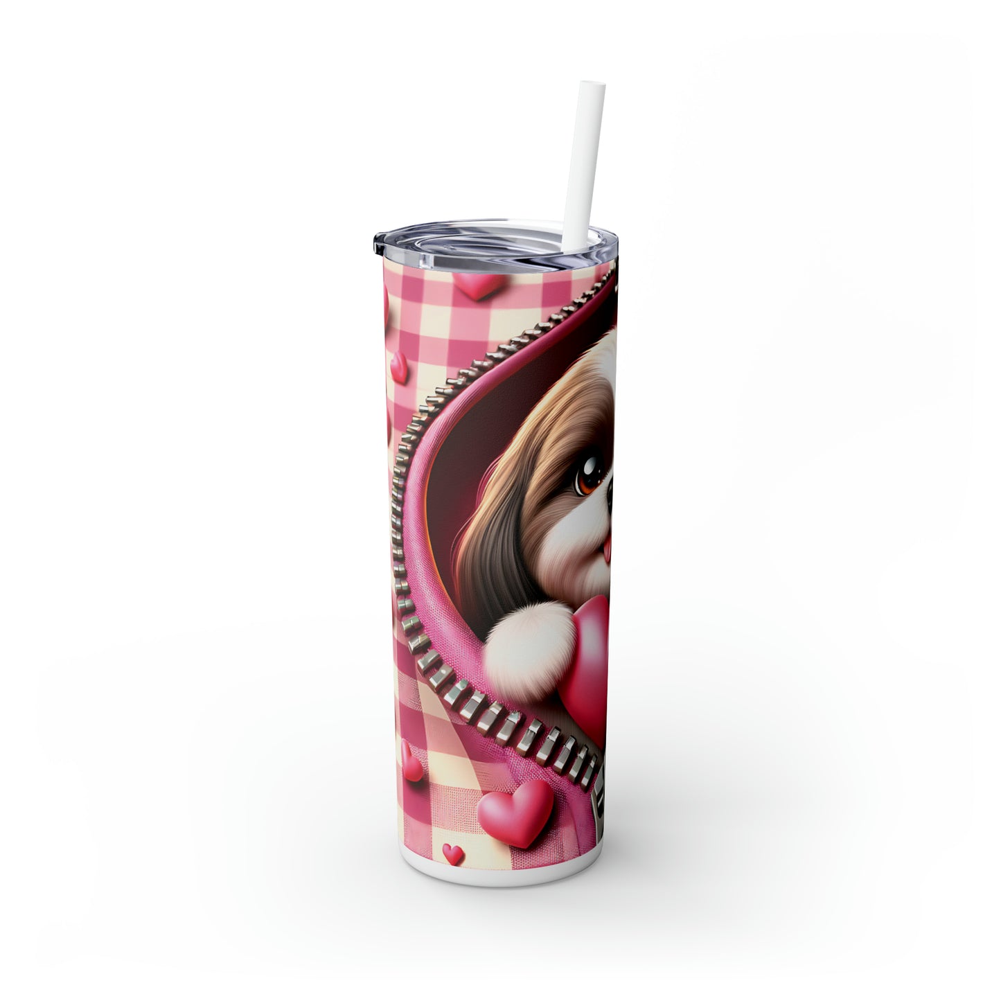 Skinny Tumbler with Straw, 20oz, Dog, Valentines Day, awd-1151