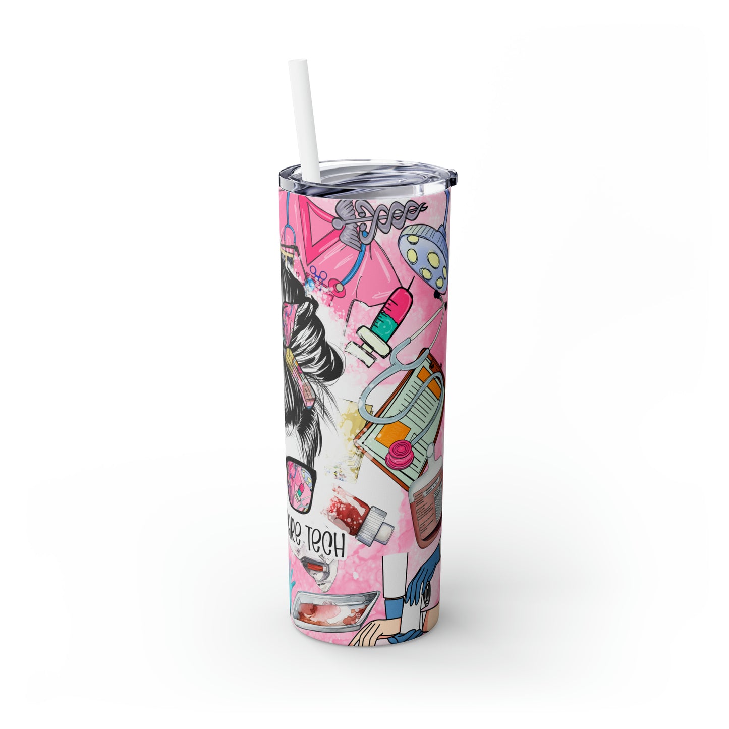 Skinny Tumbler with Straw, 20oz, Patient Care Tech