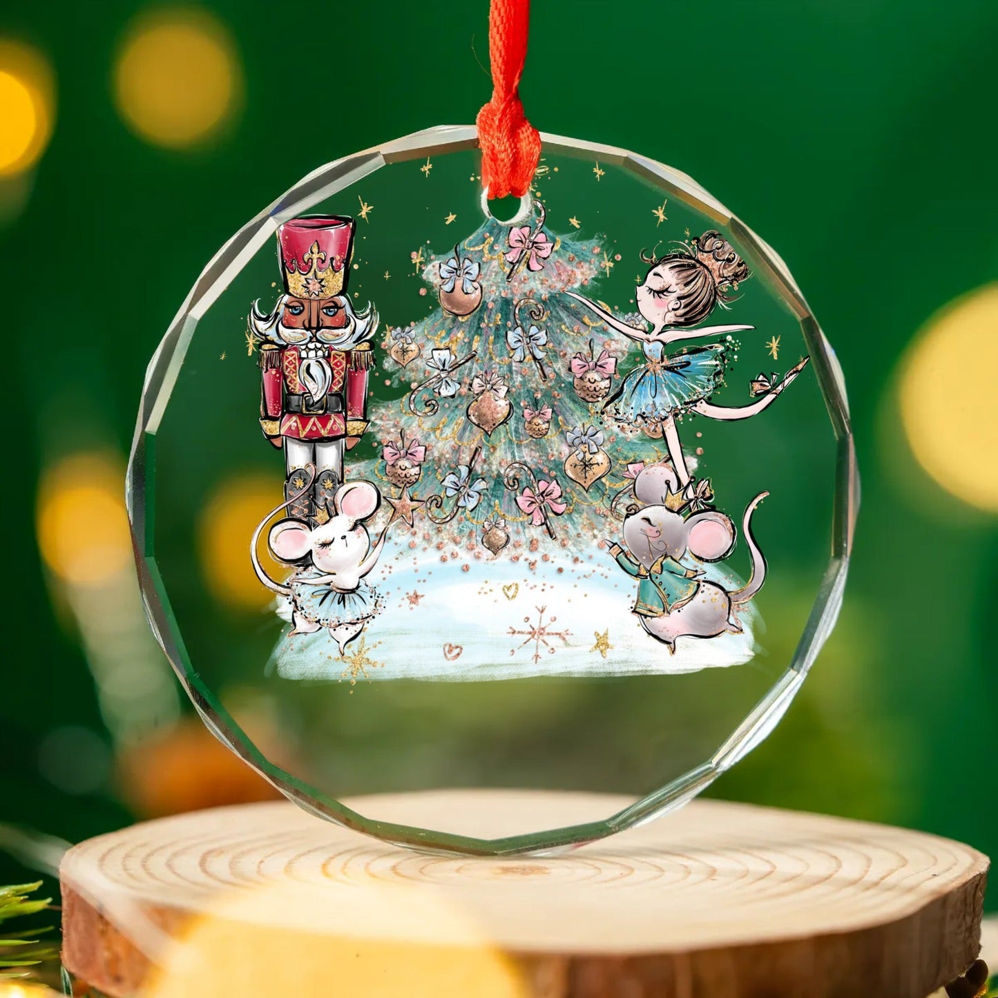 Glass Christmas Ornament Ballerina Nutcracker