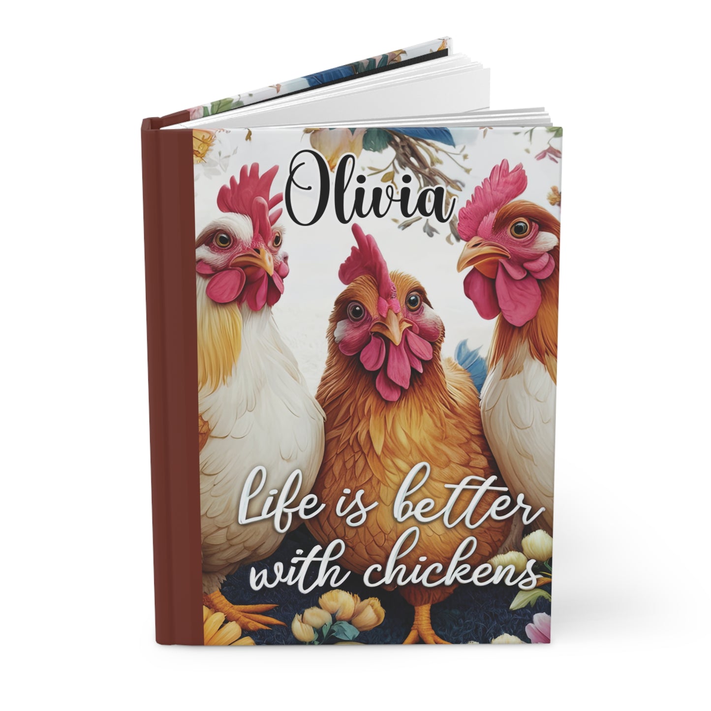 Personalised Hardcover Journal Matte, Chickens, Life is better with Chickens, awd-1676