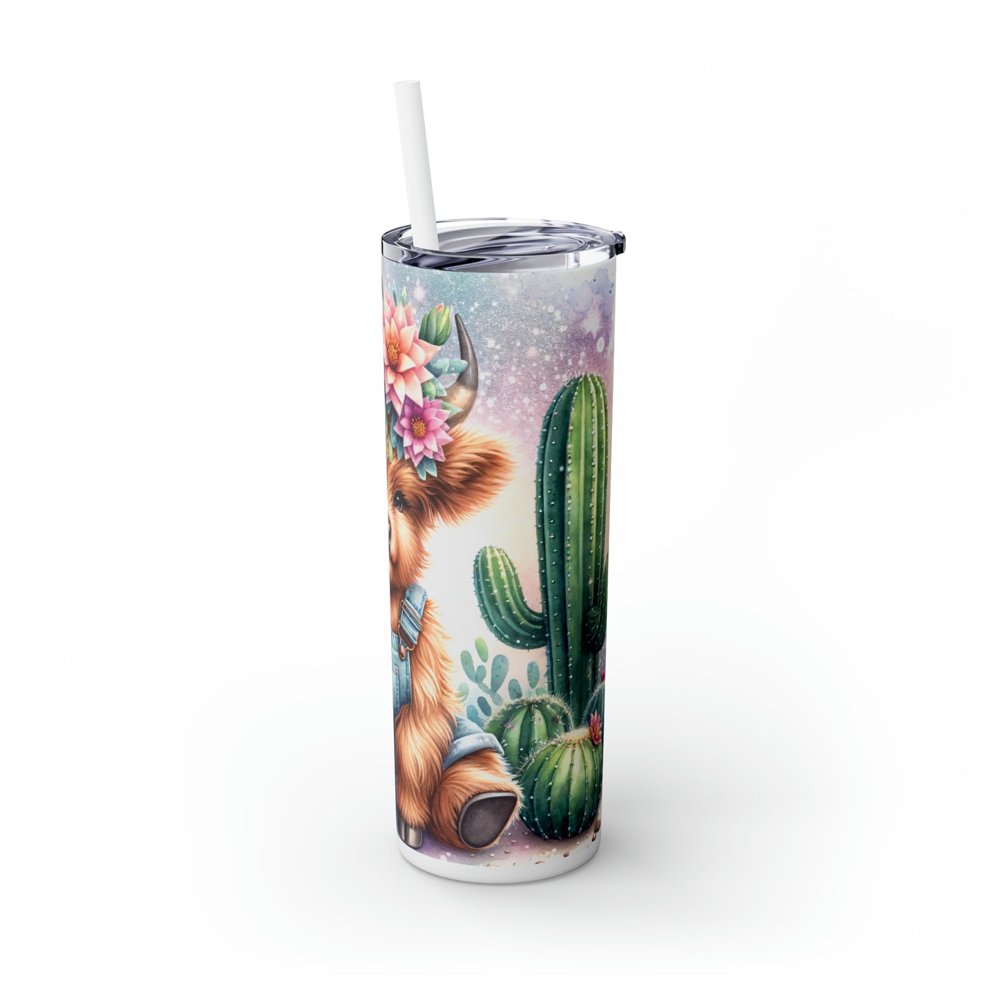 Skinny Tumbler with Straw, 20oz, Highland Cow, awd-1160