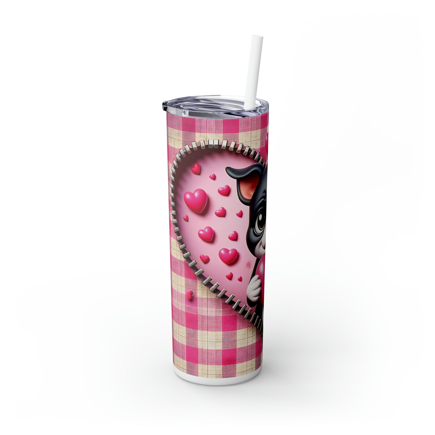 Skinny Tumbler with Straw, 20oz, Dog, Valentines Day, awd-1132