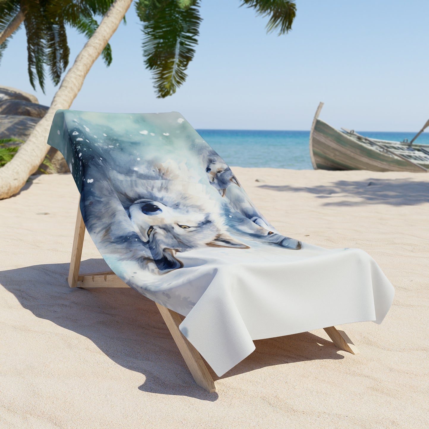 Beach Towel, Wolves, Polycotton Towel, 2 sizes Available