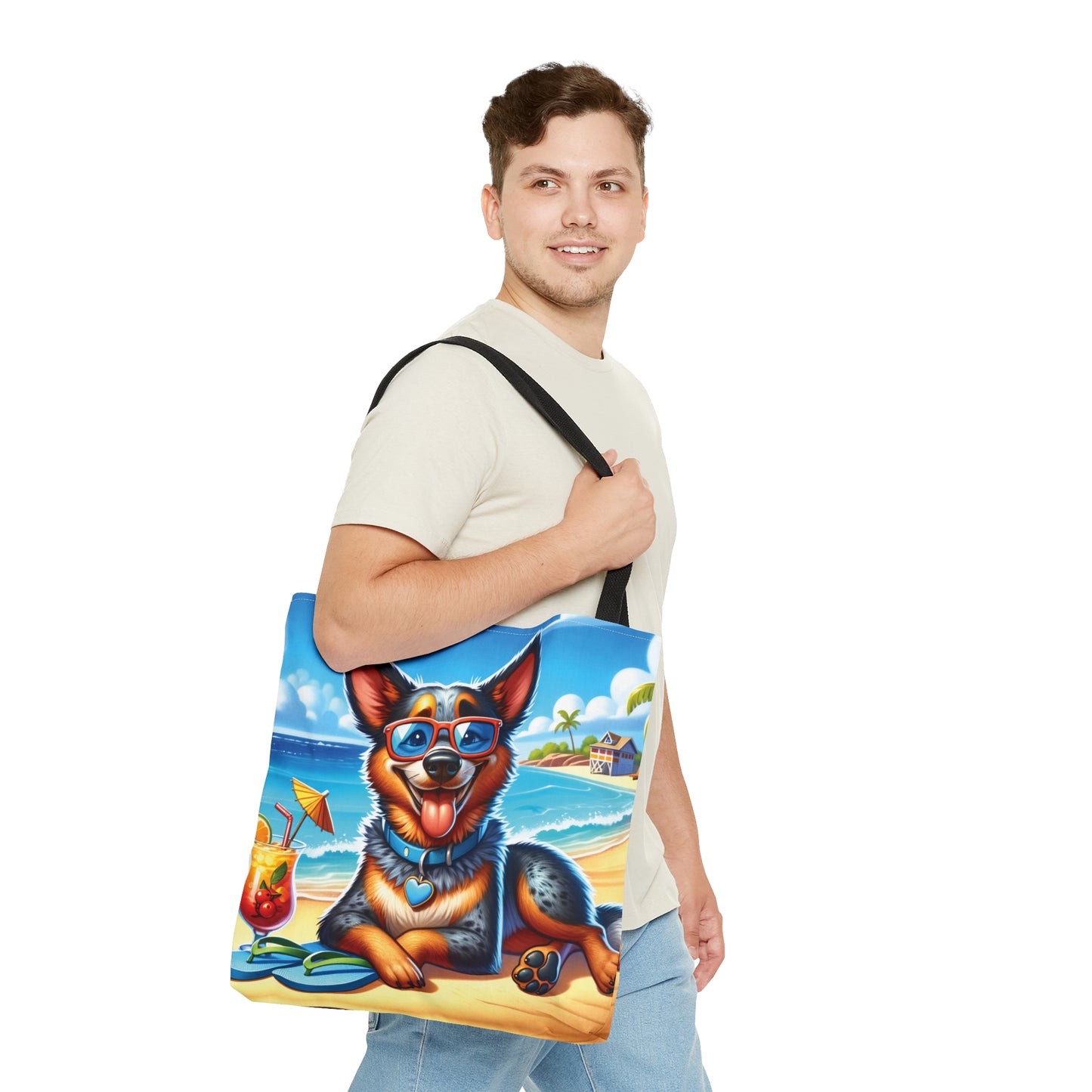 Tote Bag, Dog on Beach, Australian Cattle Dog, Tote bag, awd-1114