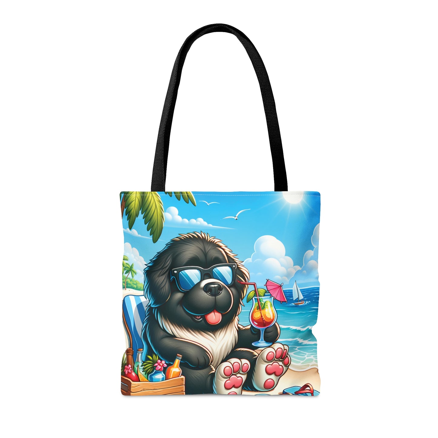 Tote Bag, Dog on Beach, New foundland, Tote bag,  awd-1227