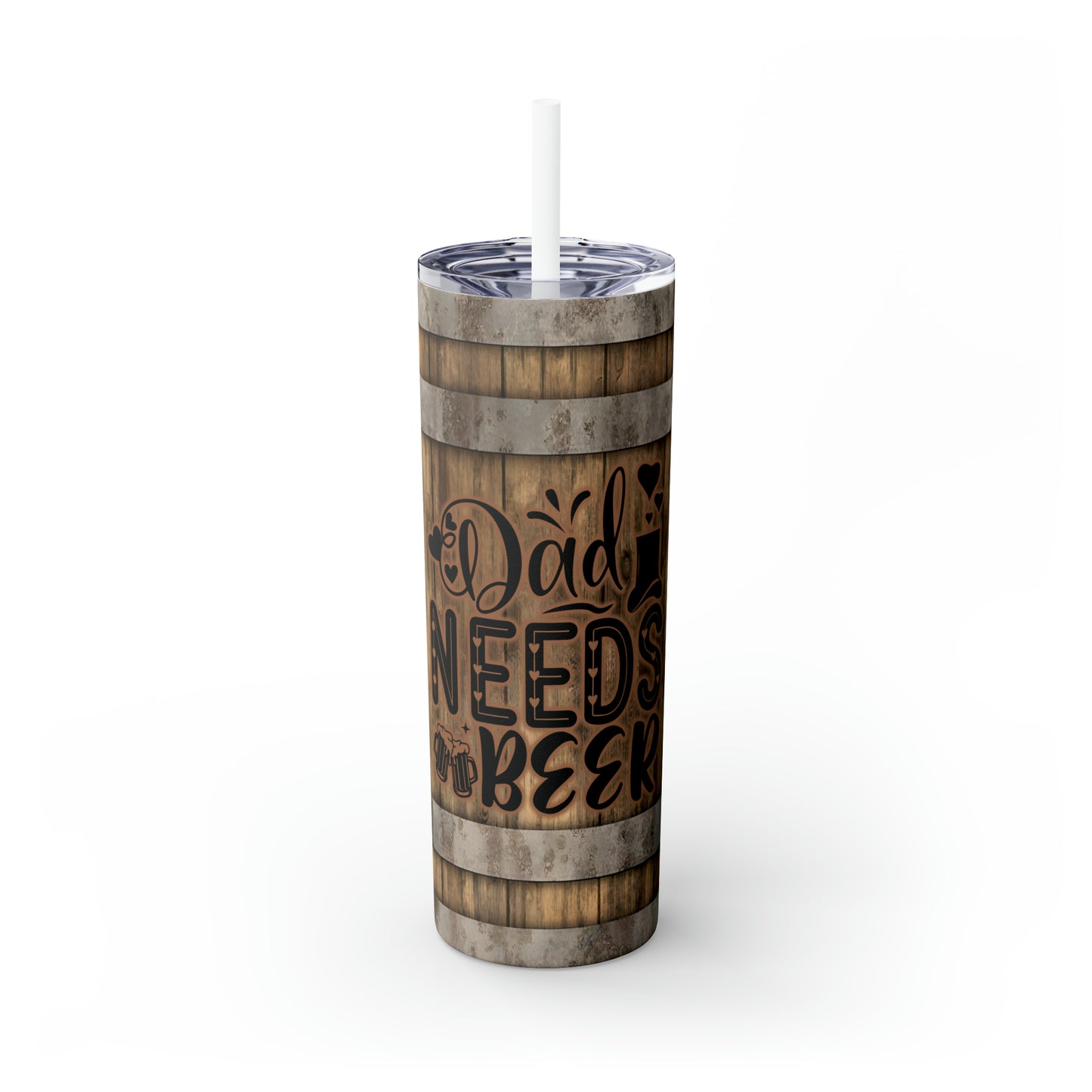 Skinny Tumbler with Straw, 20oz, Dad Quote