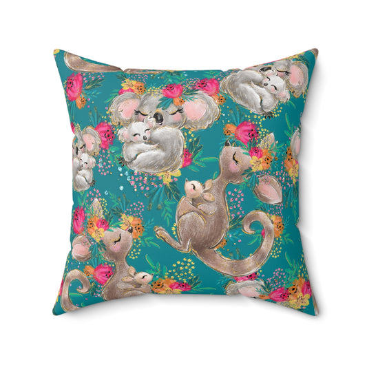 Spun Polyester Square Pillow, Australian Animals