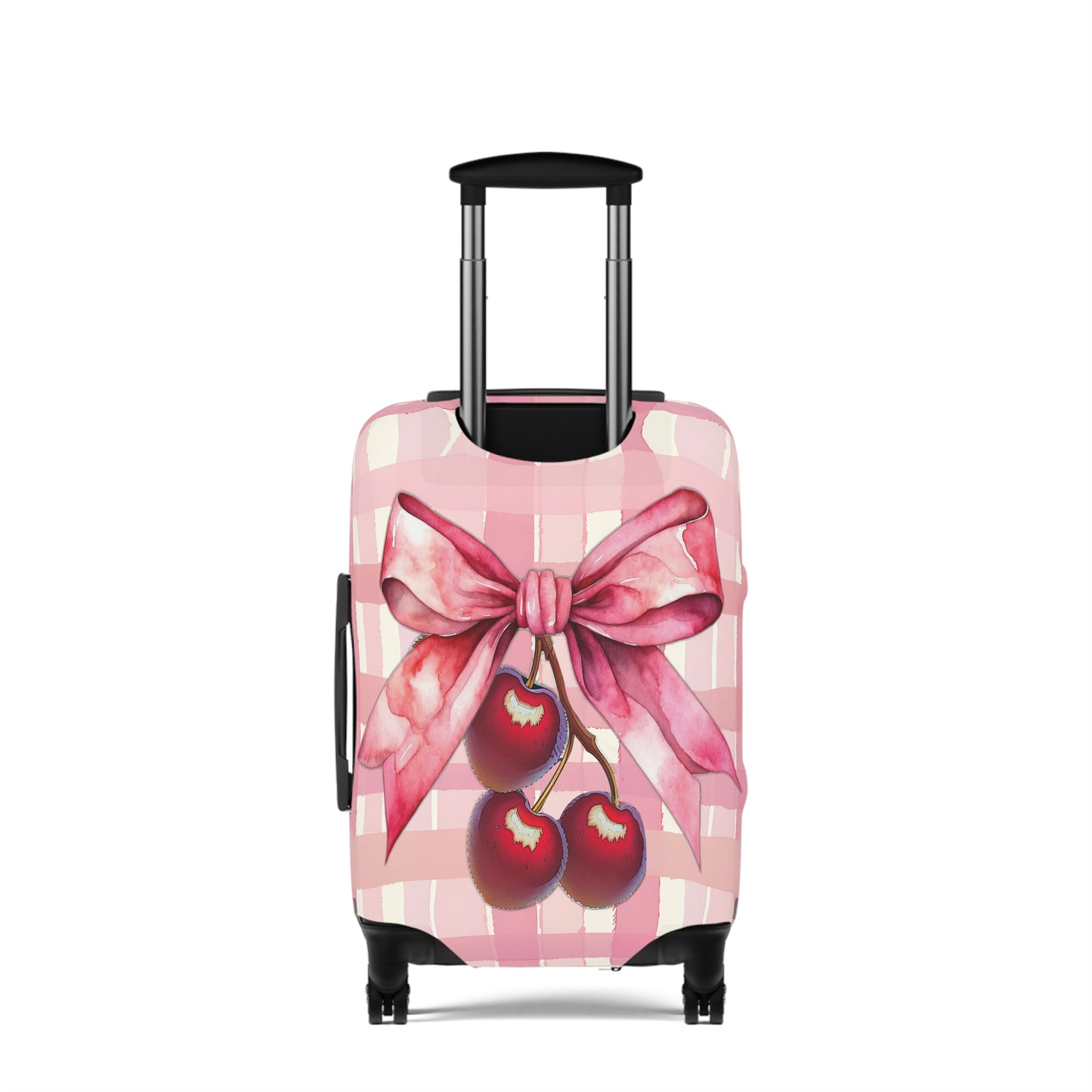 Luggage Cover, Rockabilly, Coquette, Pink Tartan, Cherries and Ribbon, awd-2517