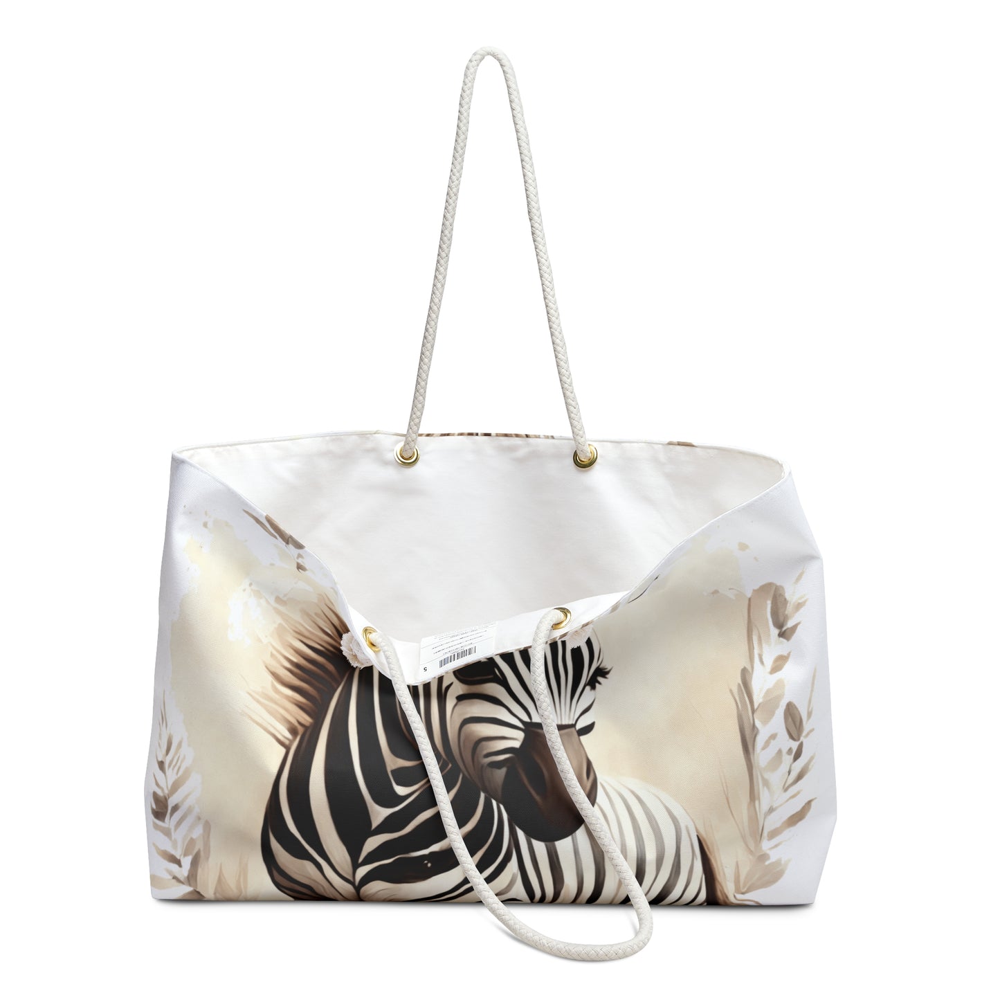 Personalised/Non-Personalised Weekender Bag, Zebra, Large Weekender Bag, Beach Bag, Book Bag