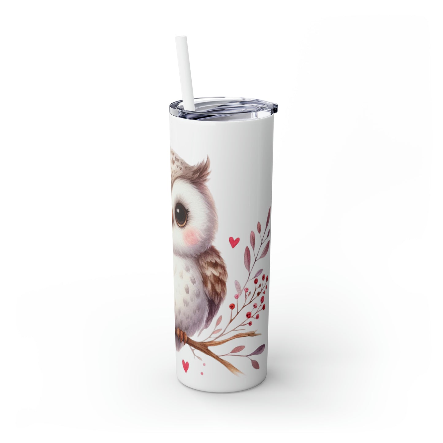 Skinny Tumbler with Straw, 20oz, Owl