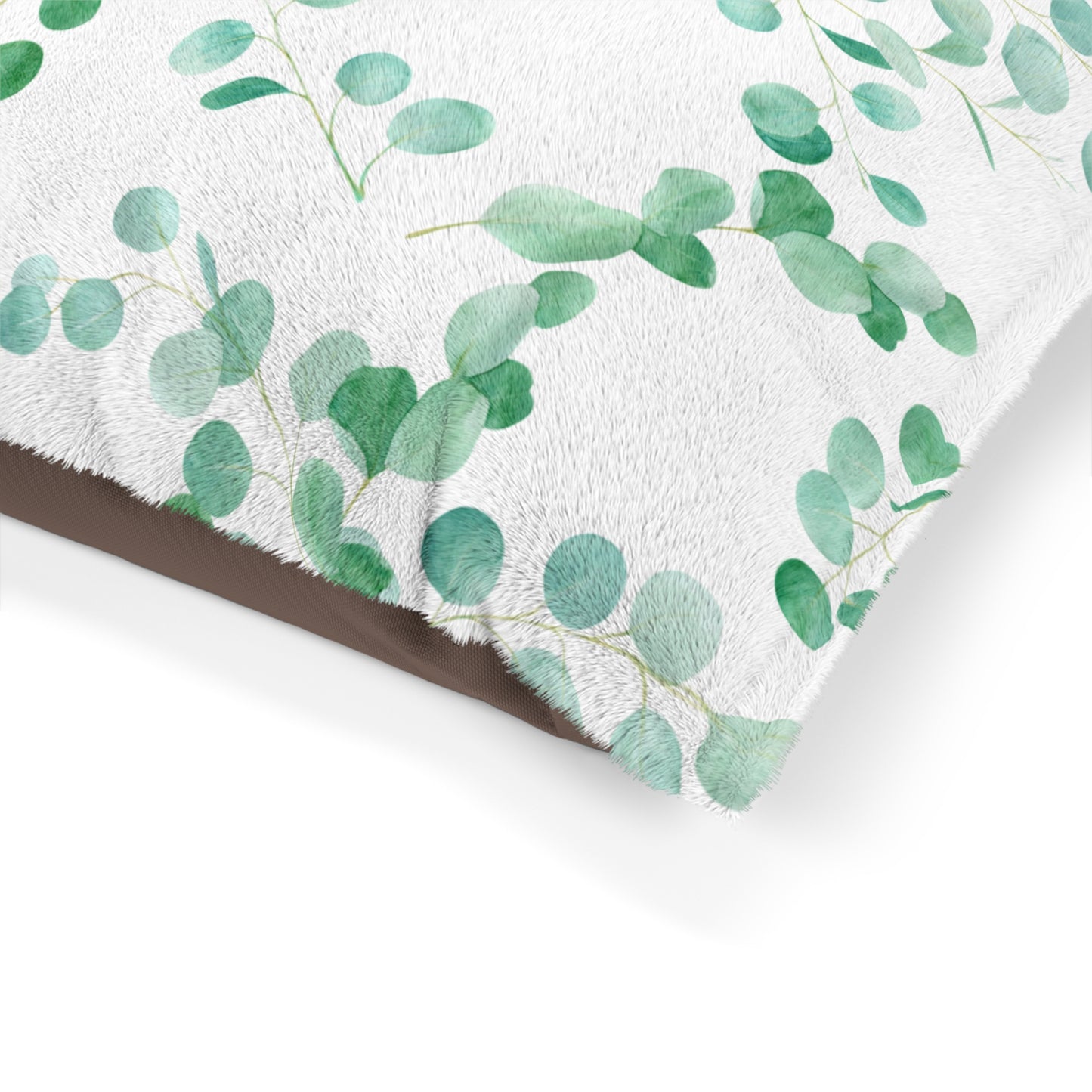 Luxury Pet Bed, feather soft fleece, Small Eucalyptus Leaves