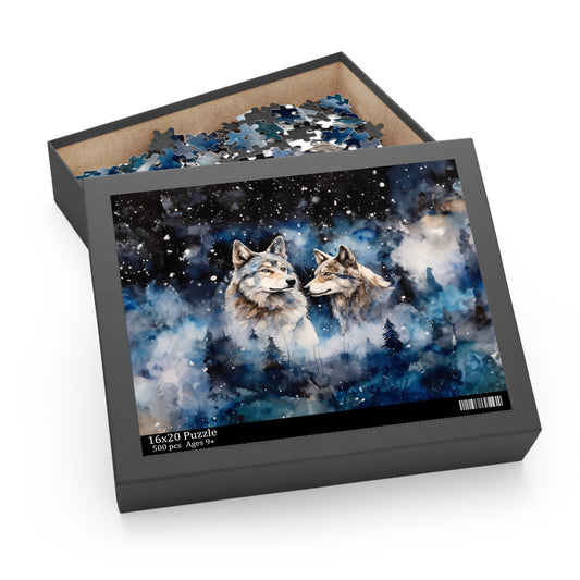 Personalised/Non-Personalised Puzzle, Wolves (120, 252, 500-Piece)