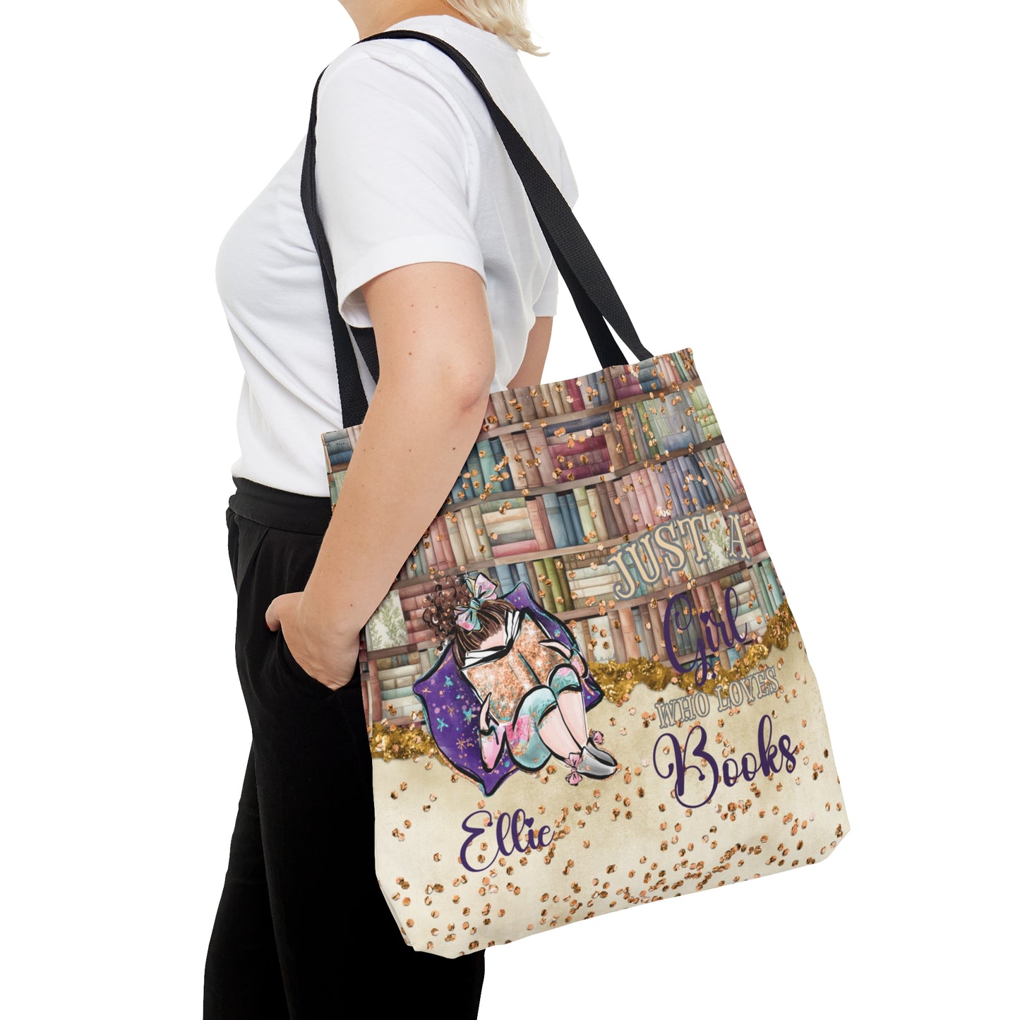 Personalised Tote Bag, Just A Girl Who Loves Books, Brunette Hair  Tote bag